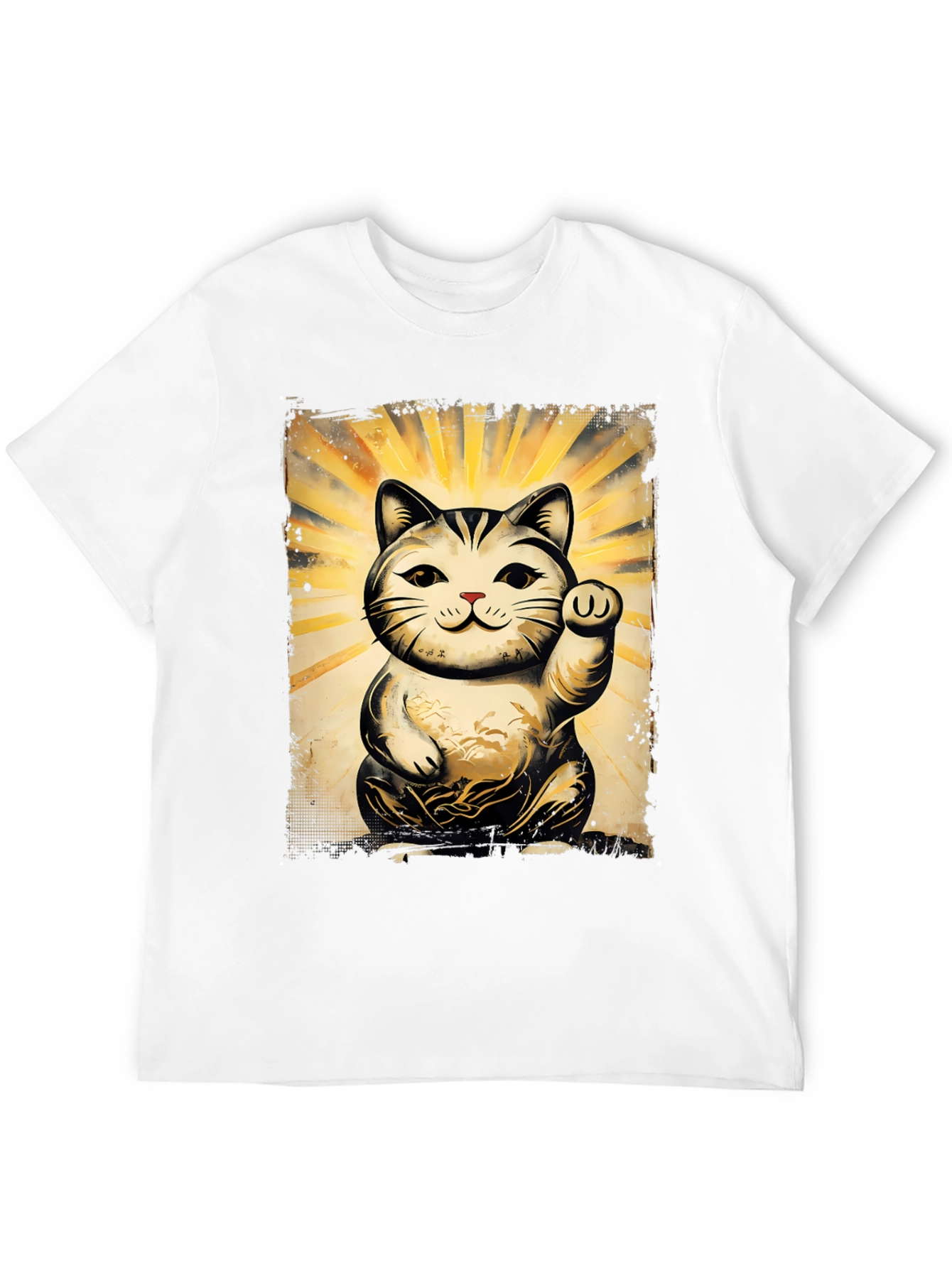 Black Lucky Cat Graphic T-Shirt - Unisex Soft Cotton Tee view 12