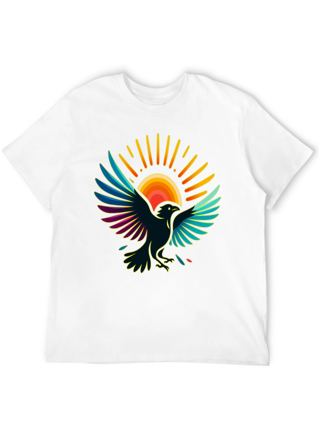 Black Raven Sun T-Shirt - Artistic Graphic Tee view 12