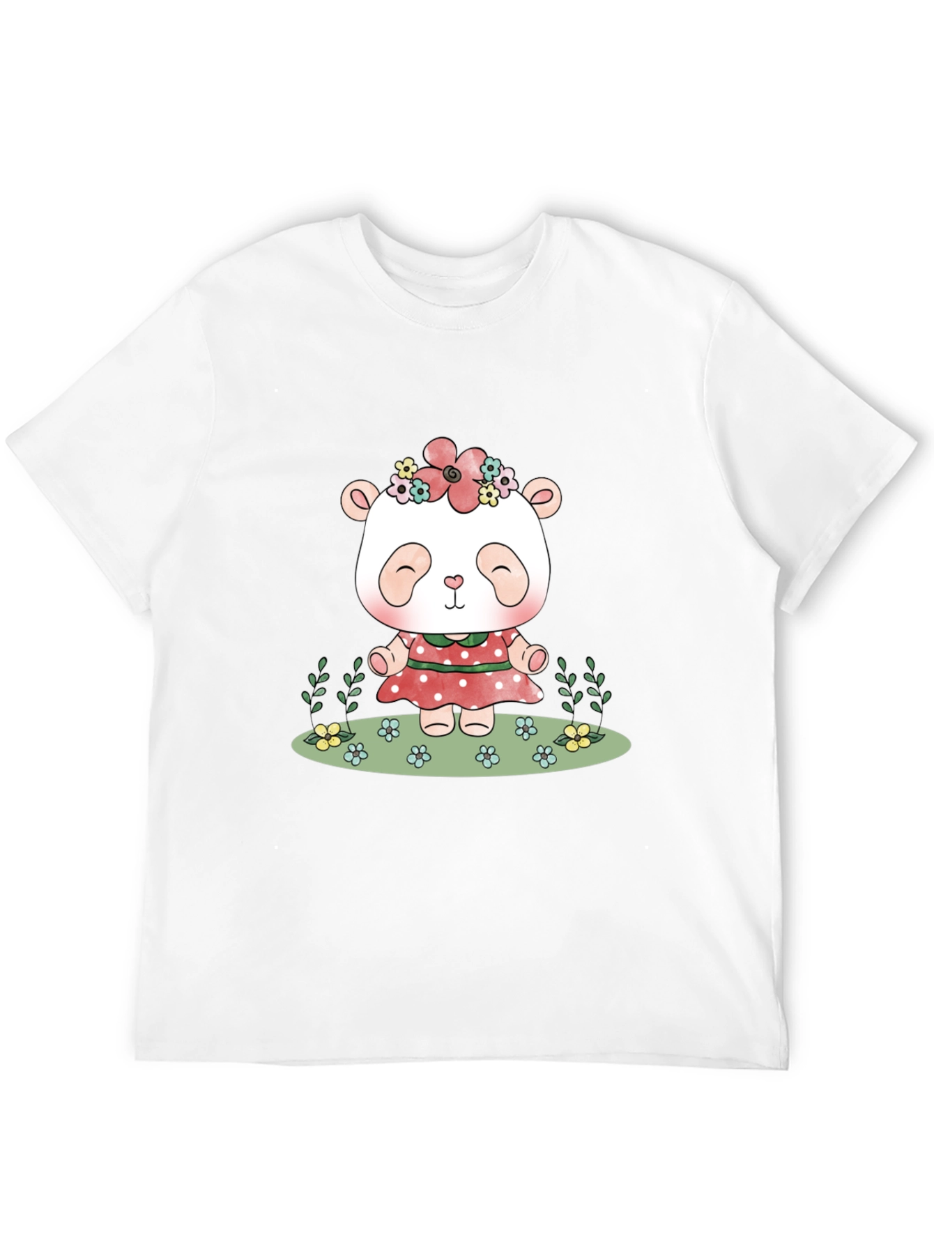 Black Cute Panda Bear Graphic Tee - Black Casual T-Shirt view 12