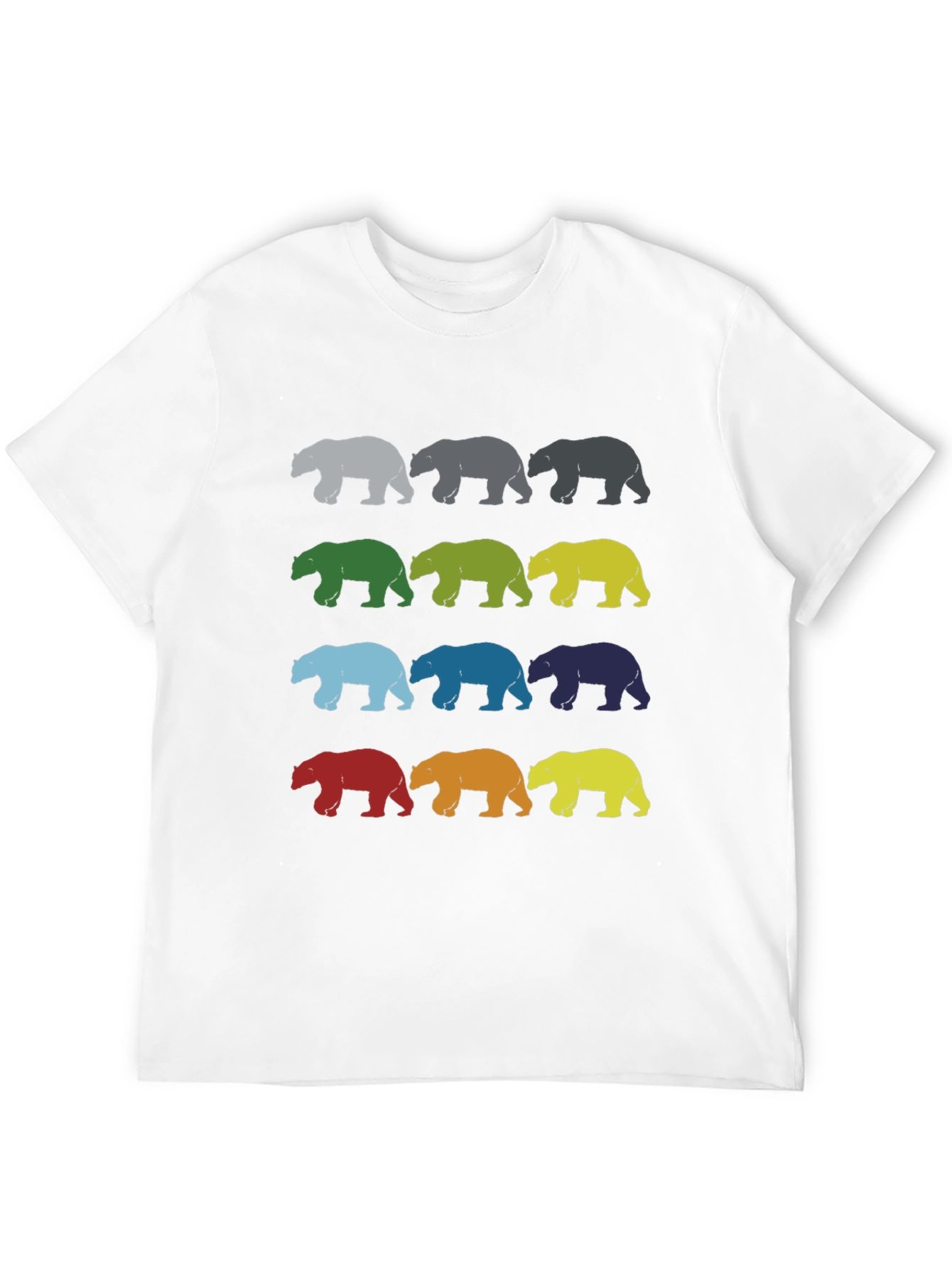 Black Colorful Bear Graphic T-Shirt - Novelty Design view 12