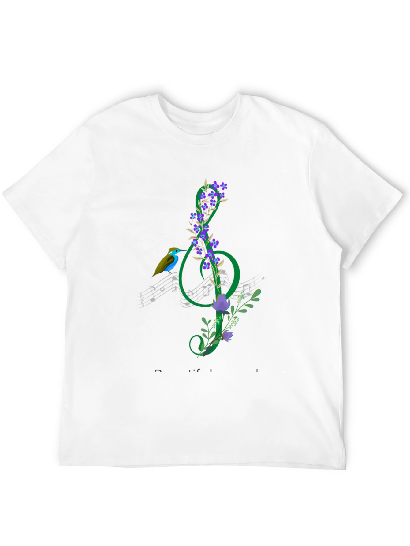 Black Floral Treble Clef T-Shirt - Music Lover Gift view 12