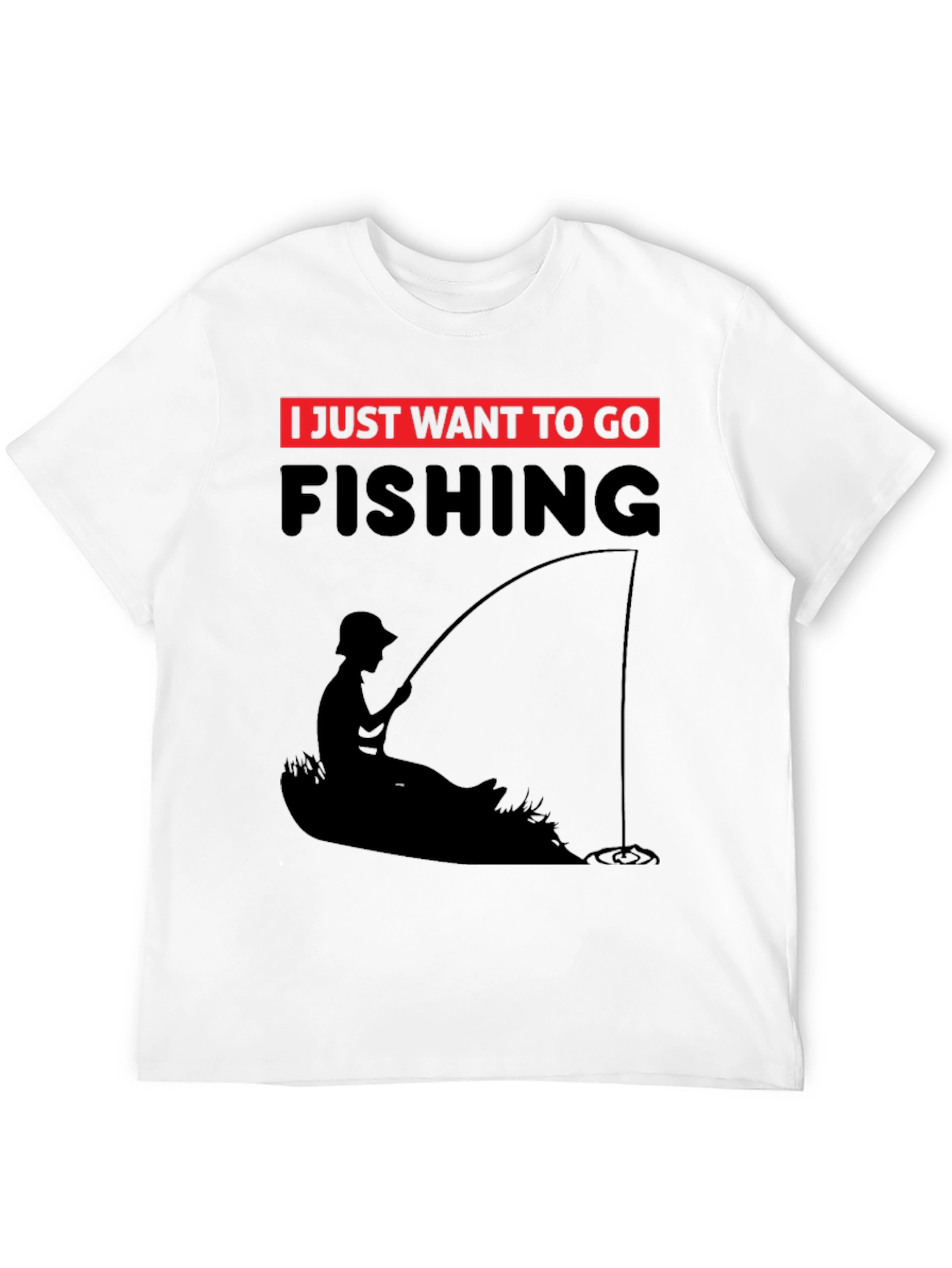 Black Fishing T-Shirt - I Just Want to Go Fishing - Black Tee view 12