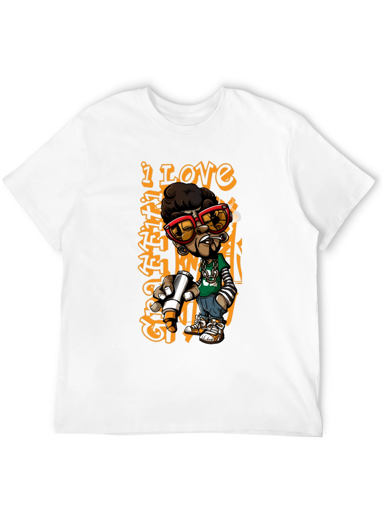 Black Urban Cartoon Graphic Print Black T-Shirt view 12