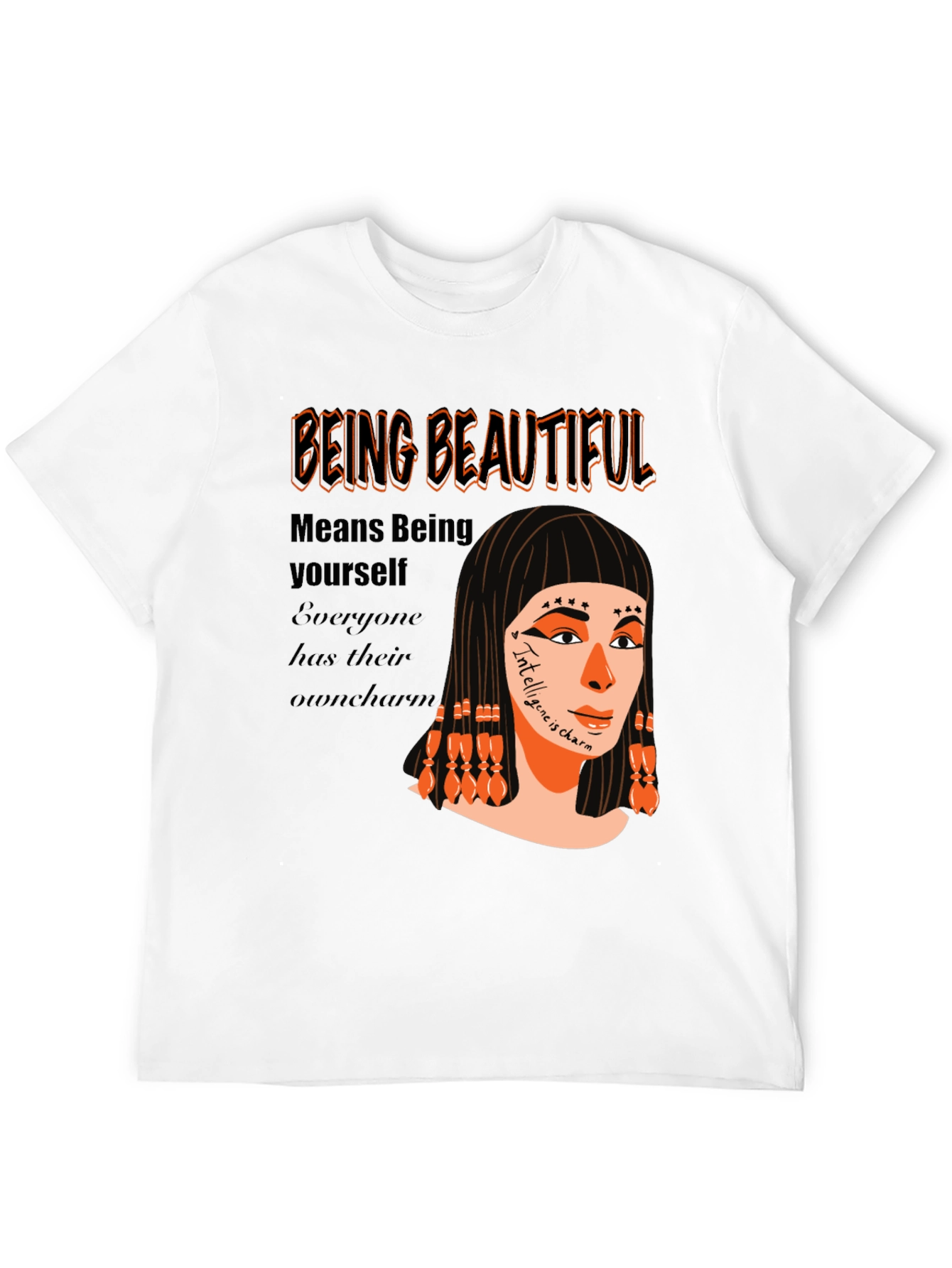 Black Unique Graphic T-Shirt - "Being Beautiful" Design view 12