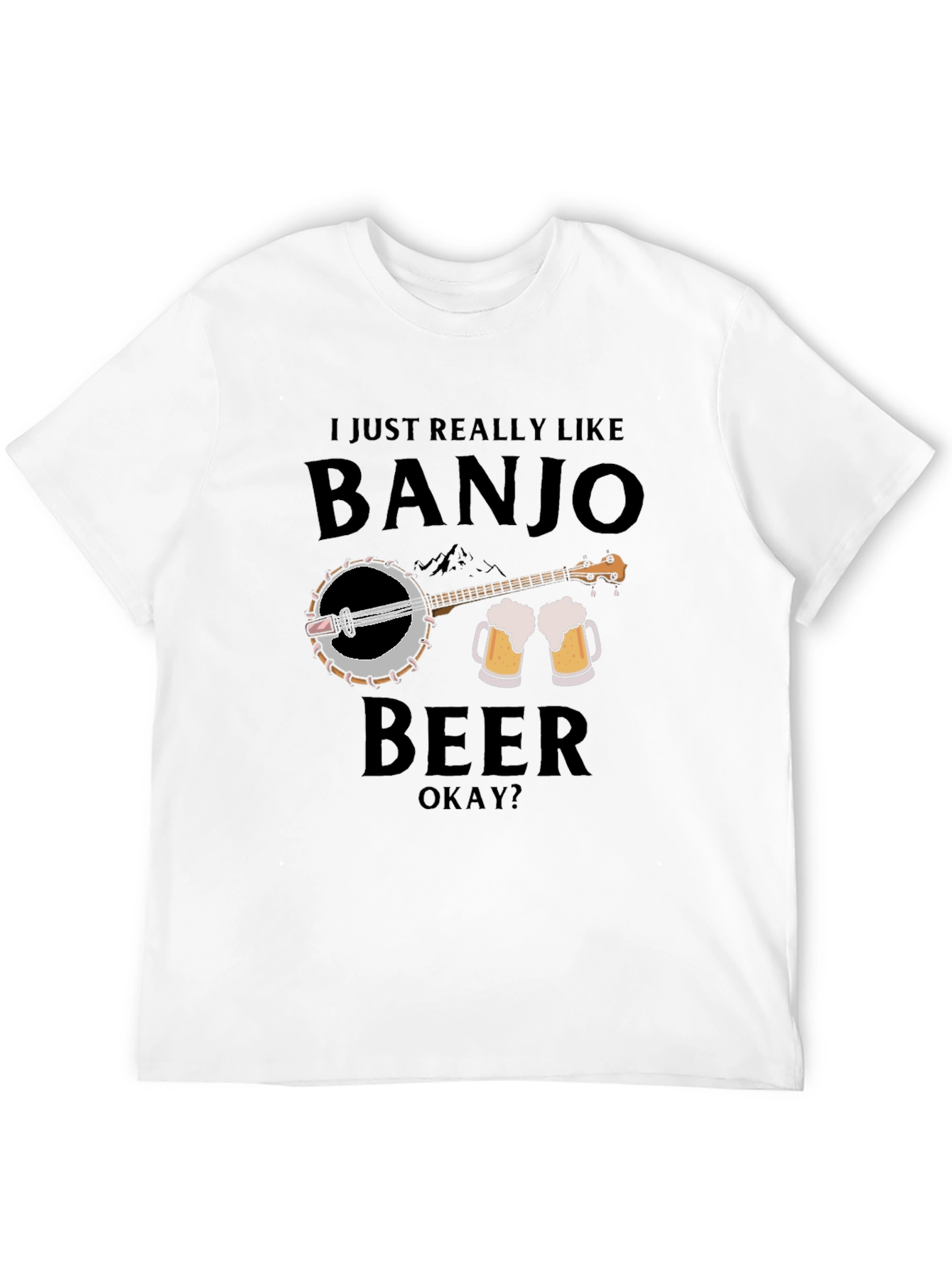 Black Banjo and Beer Graphic T-Shirt view 12
