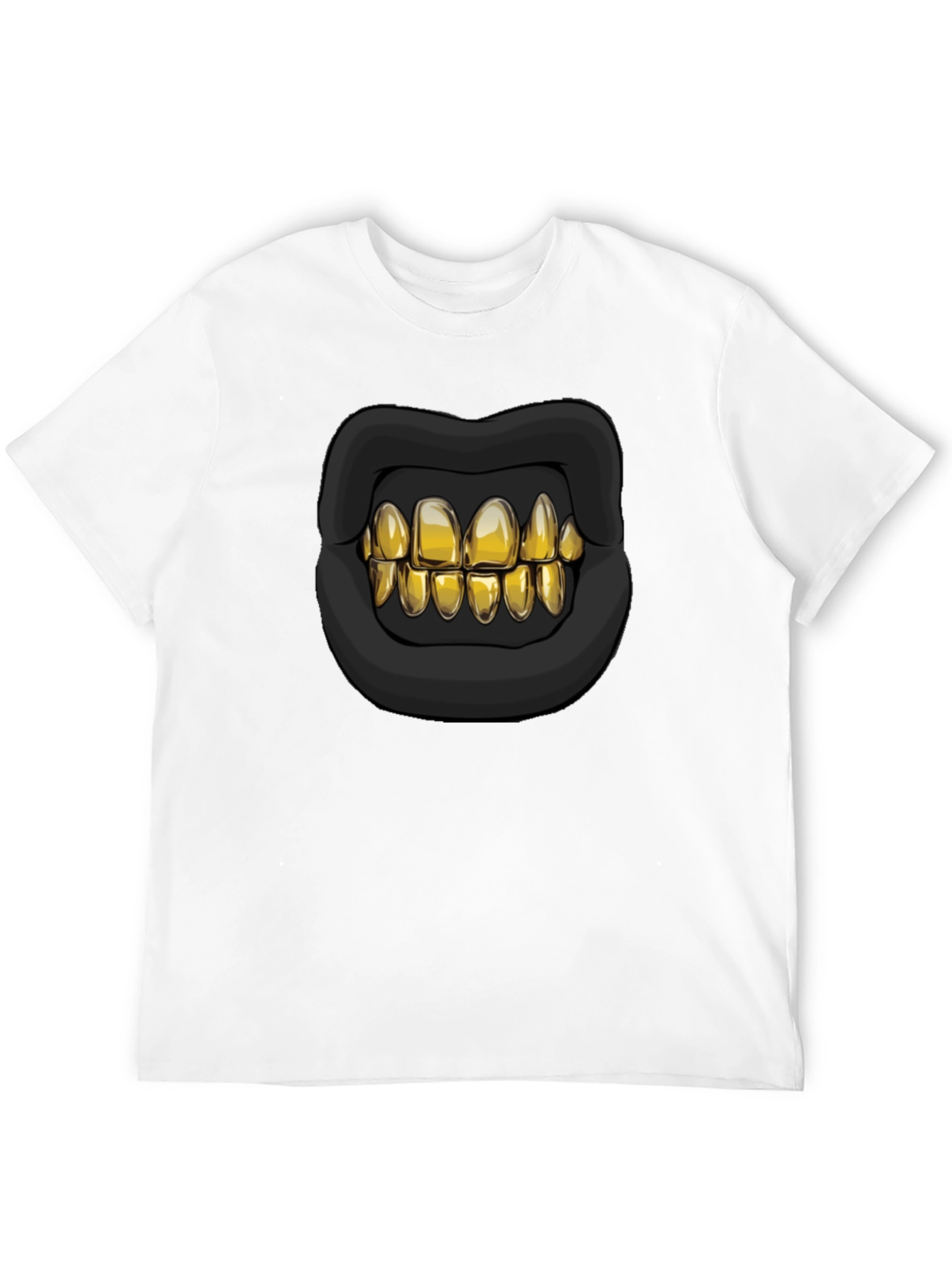 Black Golden Grill T-Shirt - Bold Lip Design view 12