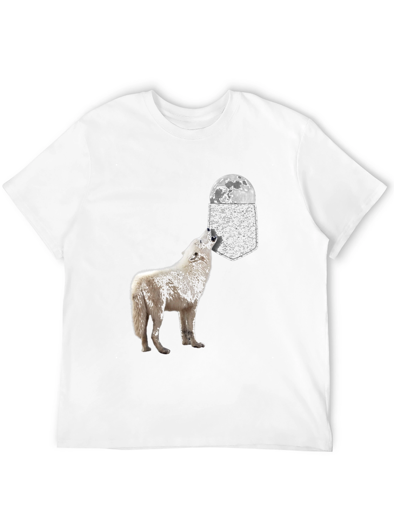 Black Wolf Howling at Moon Pocket T-Shirt view 12