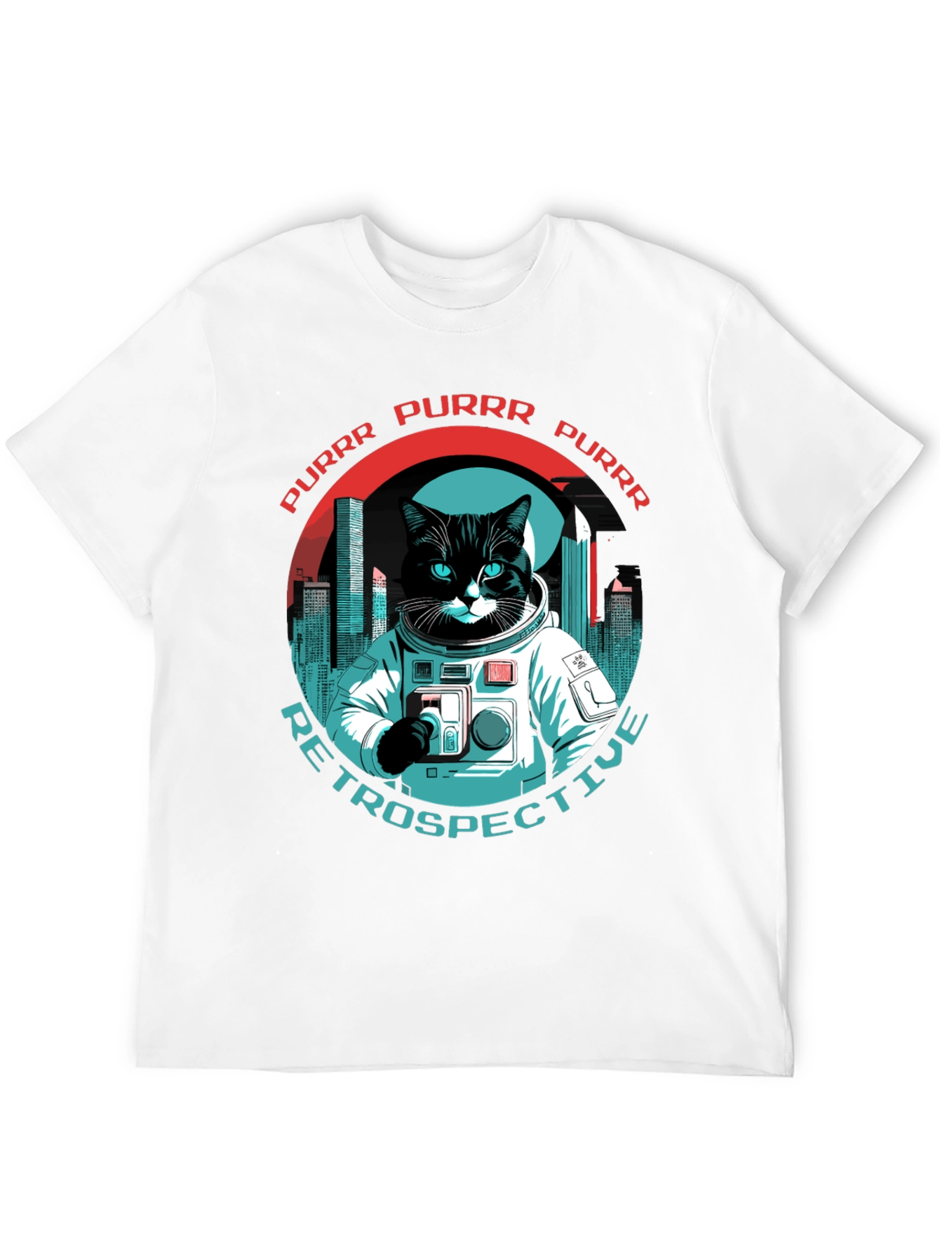 Black Cat Astronaut T-Shirt - Purrr Retrospective Tee view 12