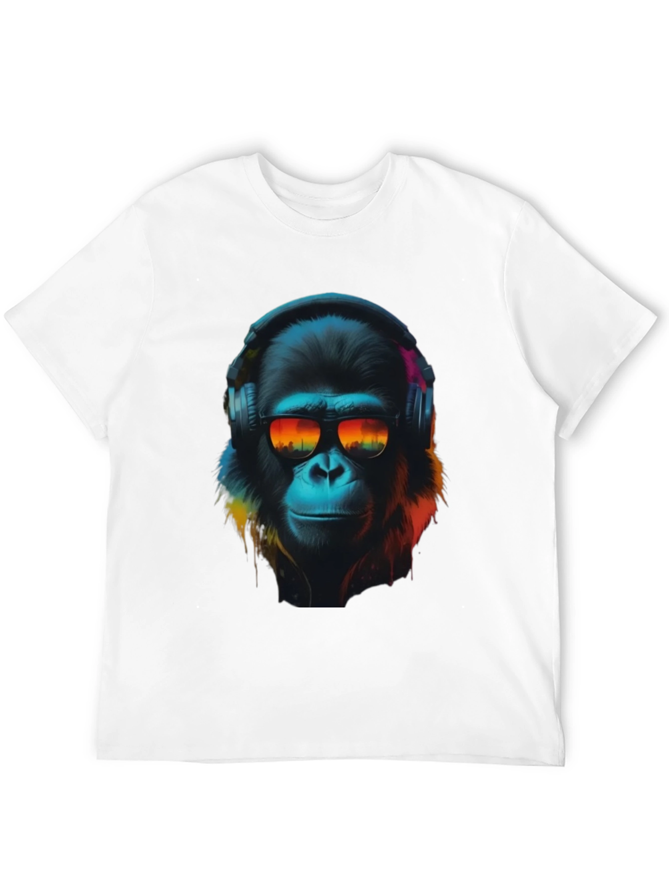 Black Cool Ape Graphic T-Shirt - DJ Gorilla in Headphones view 12