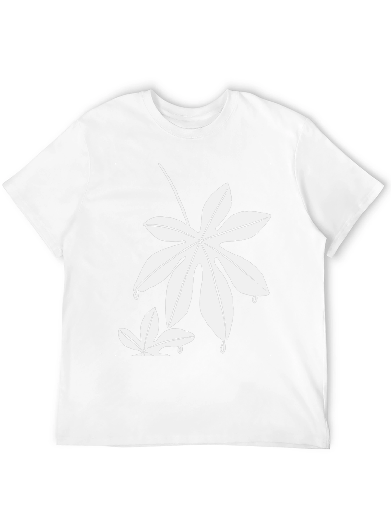 Unique White Leaf Design Black T-Shirt - 12