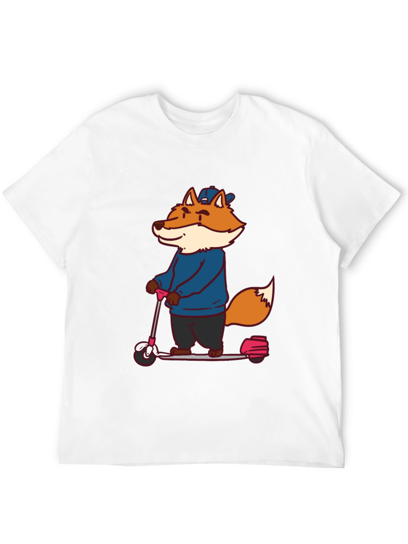 Black Fox on Scooter Graphic Tee - Unisex Black T-Shirt view 12