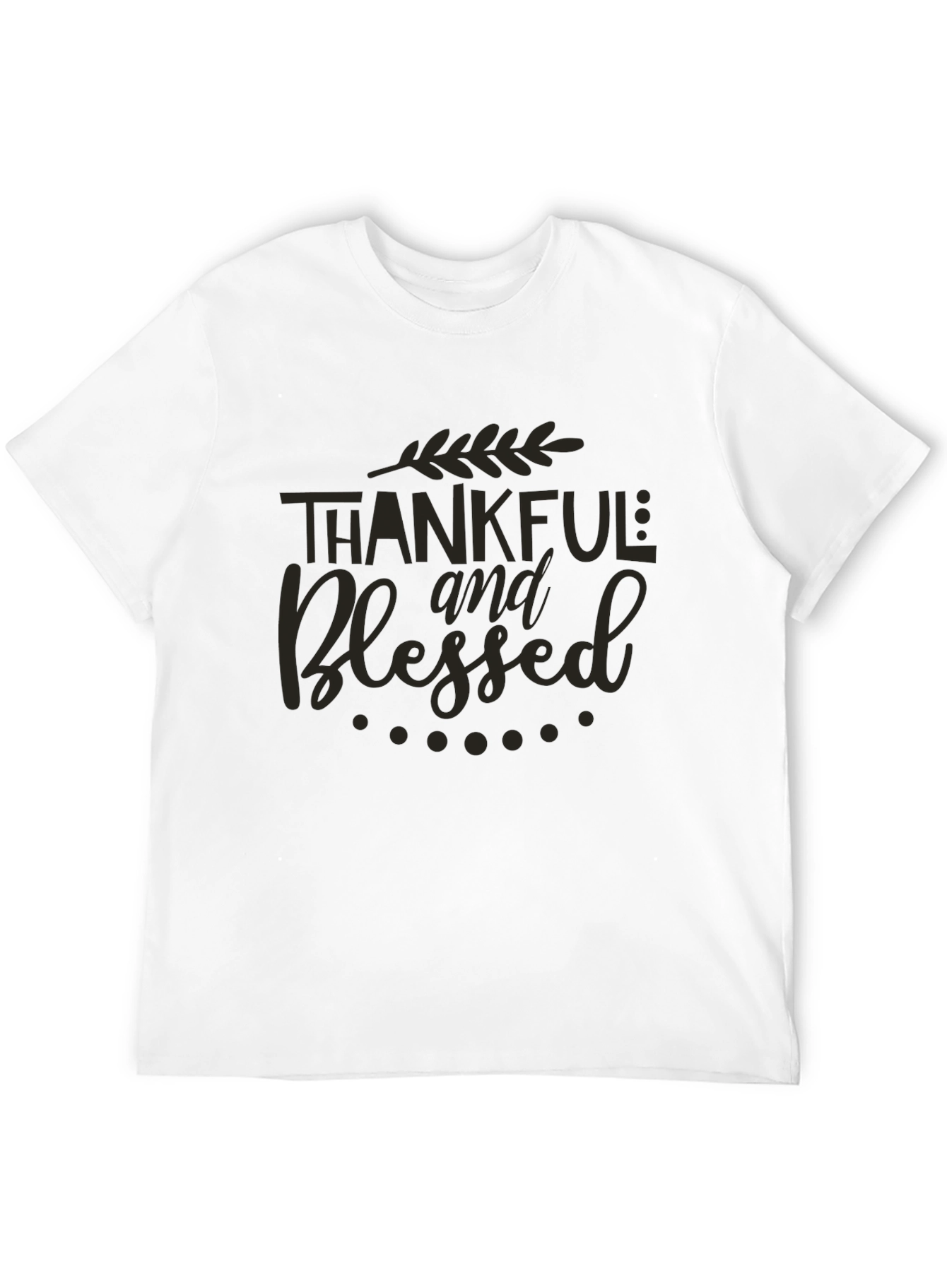 Black Thankful & Blessed Graphic Tee - Soft Cotton Blend view 12