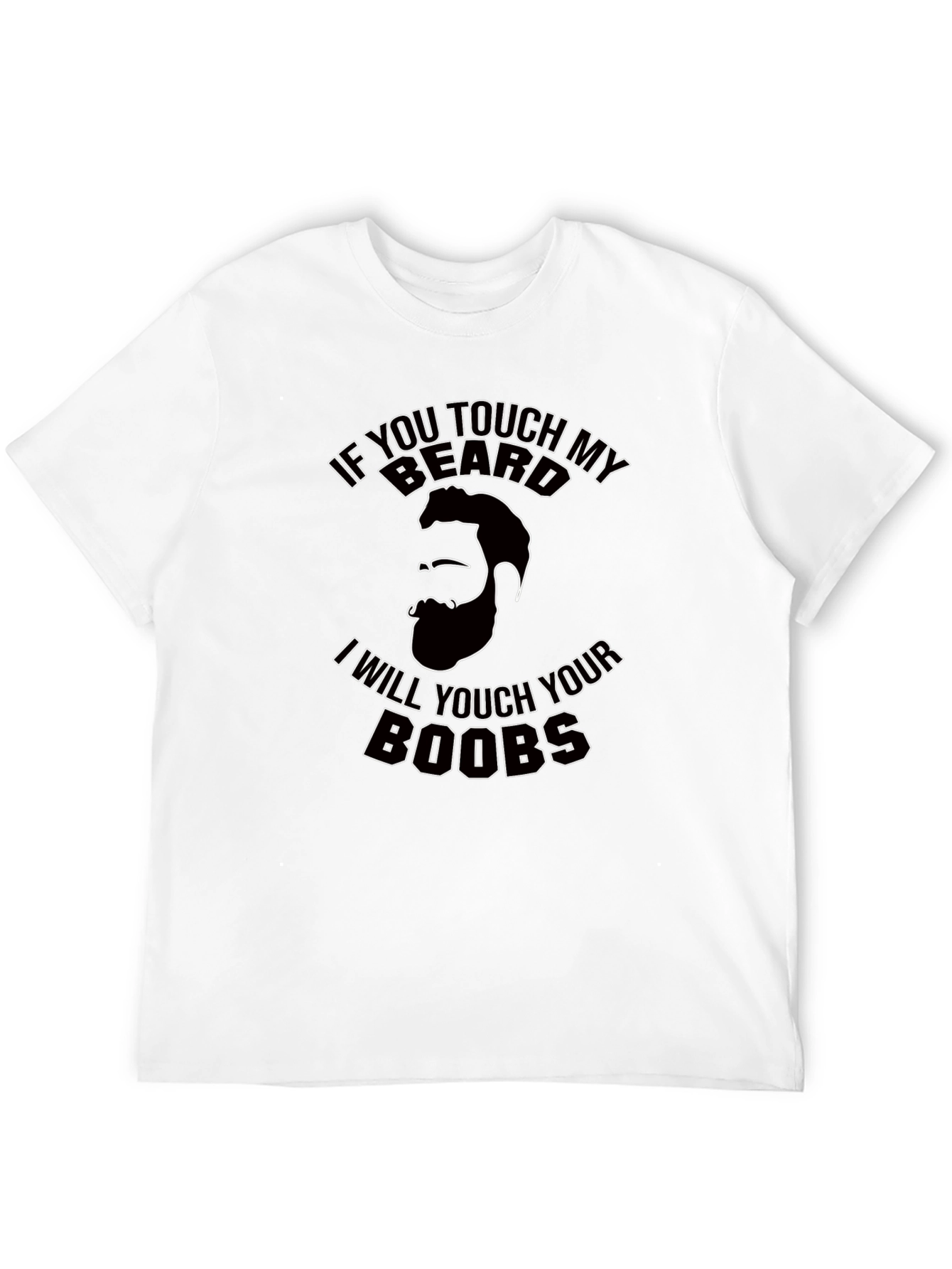 Black Funny Beard Graphic T-Shirt - If You Touch My Beard Tee view 12