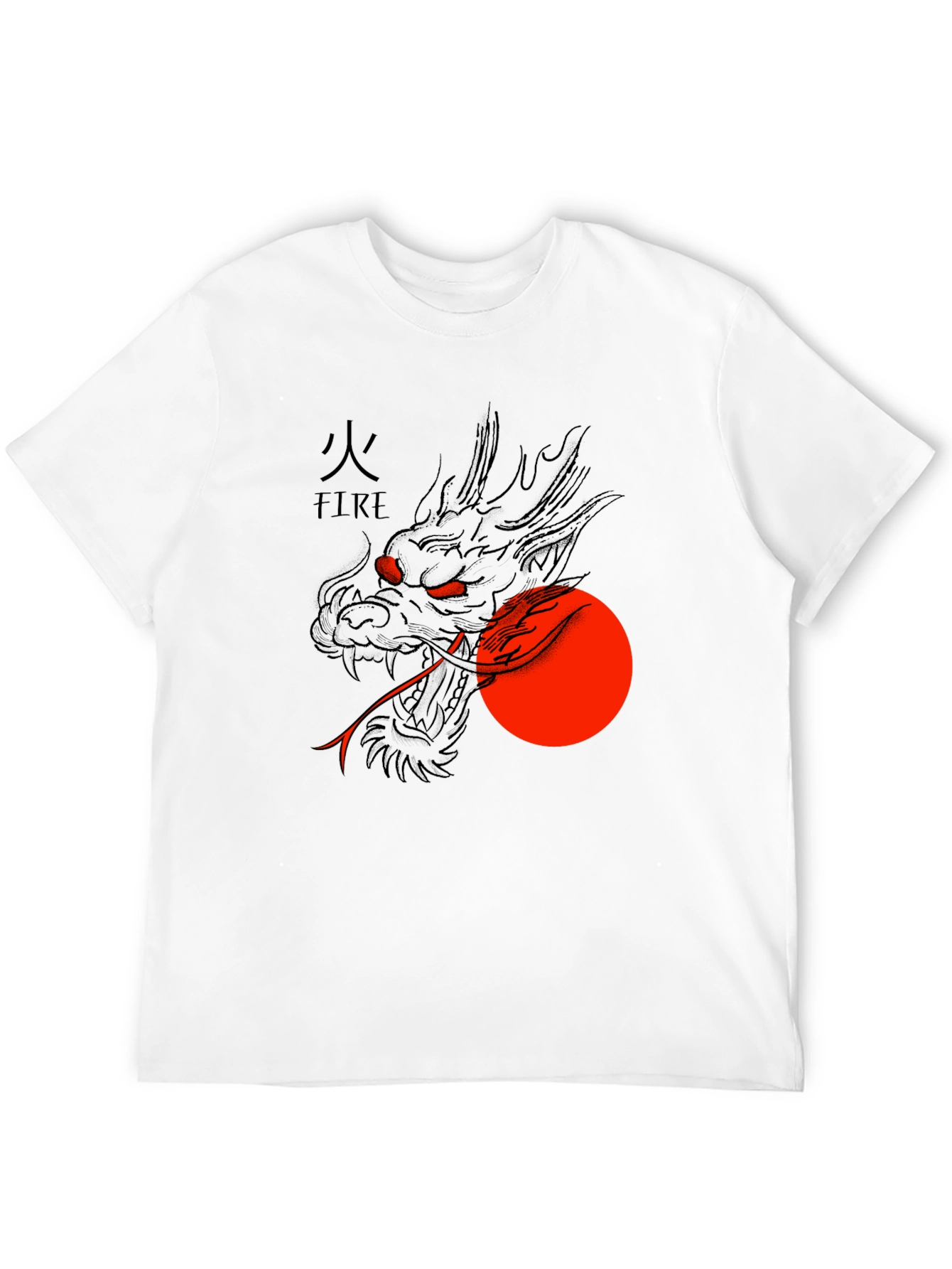 Black Dragon Fire Graphic Tee - Black Cotton Blend view 12