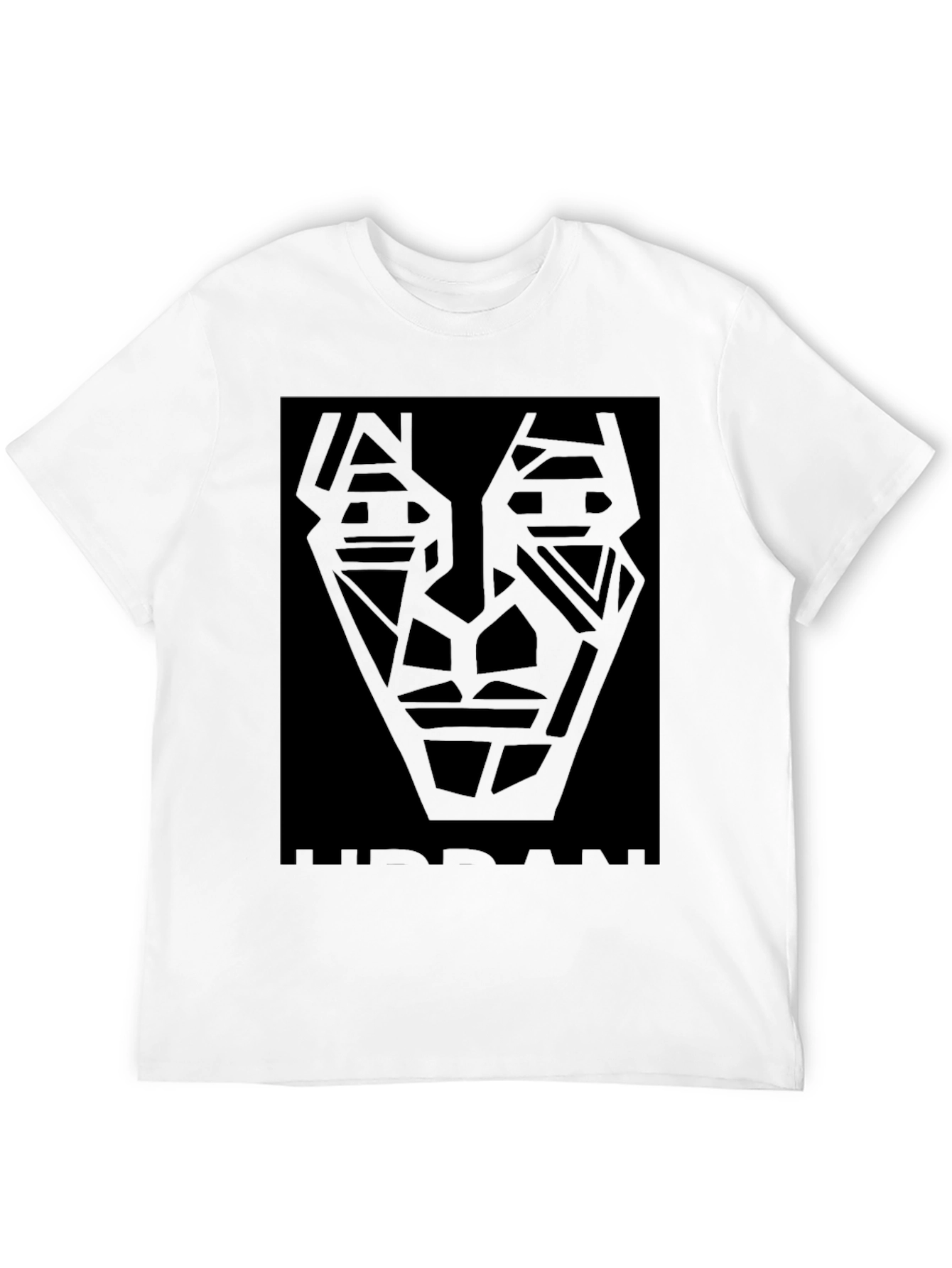Black Abstract Geometric Face Black T-Shirt view 12