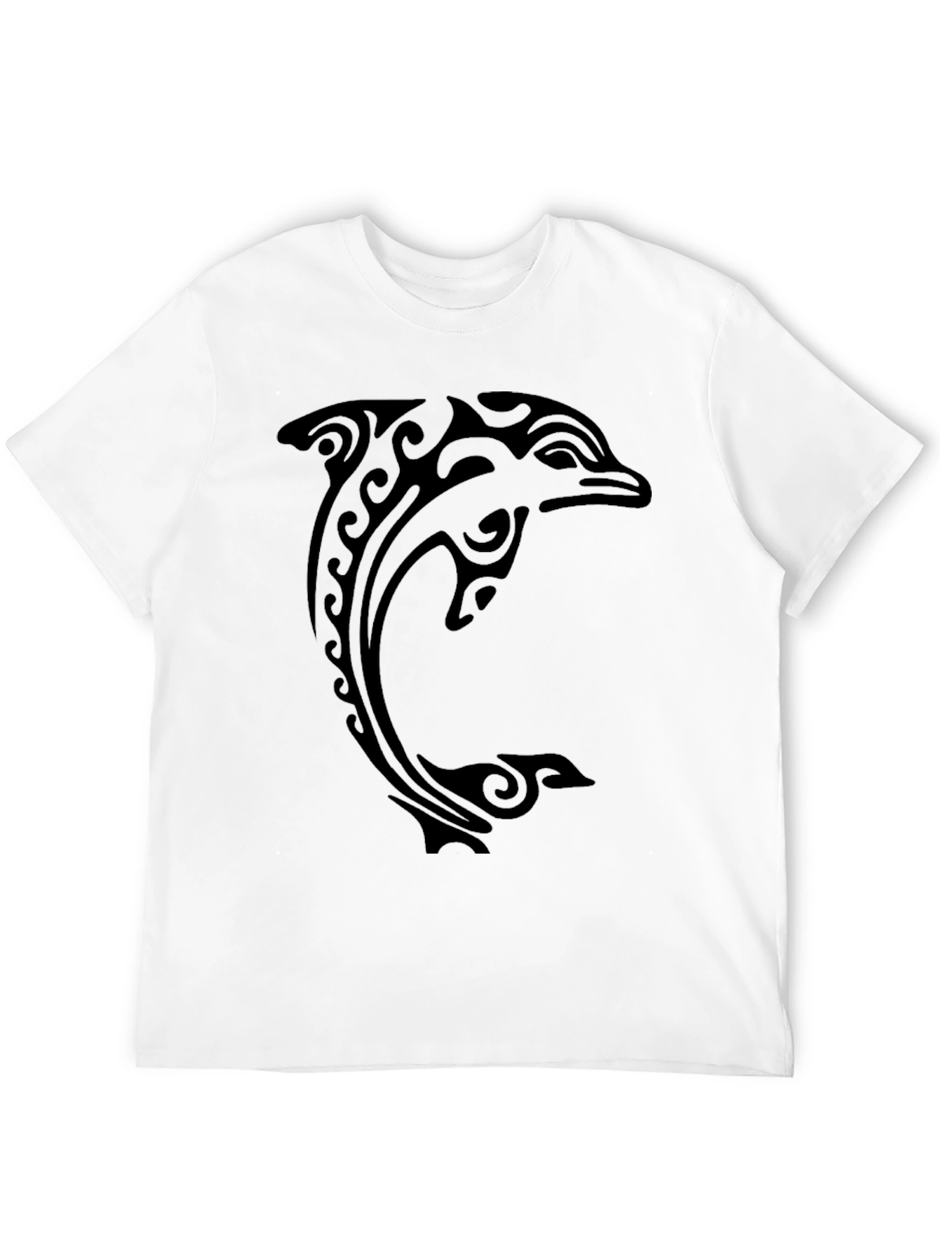 Black Tribal Dolphin Graphic Tee - Black Cotton T-Shirt view 12