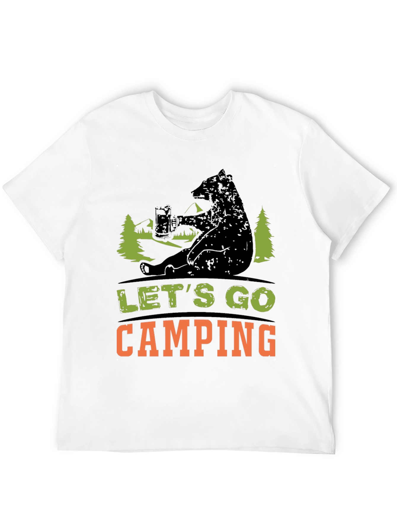 Black Let's Go Camping Bear T-Shirt view 12