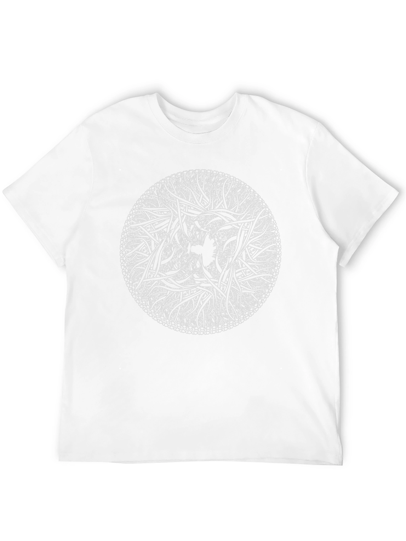 Black Abstract Circular Design Black T-Shirt view 12