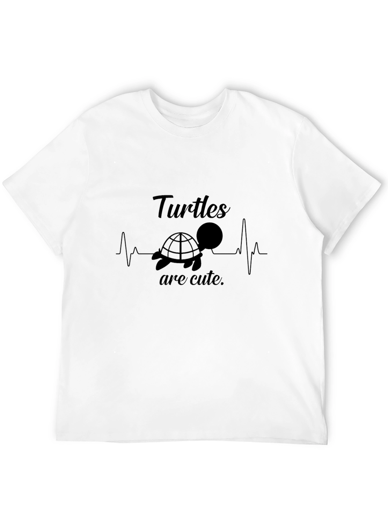 Black Turtles Are Cute T-Shirt - Heartbeat Design, Black view 12