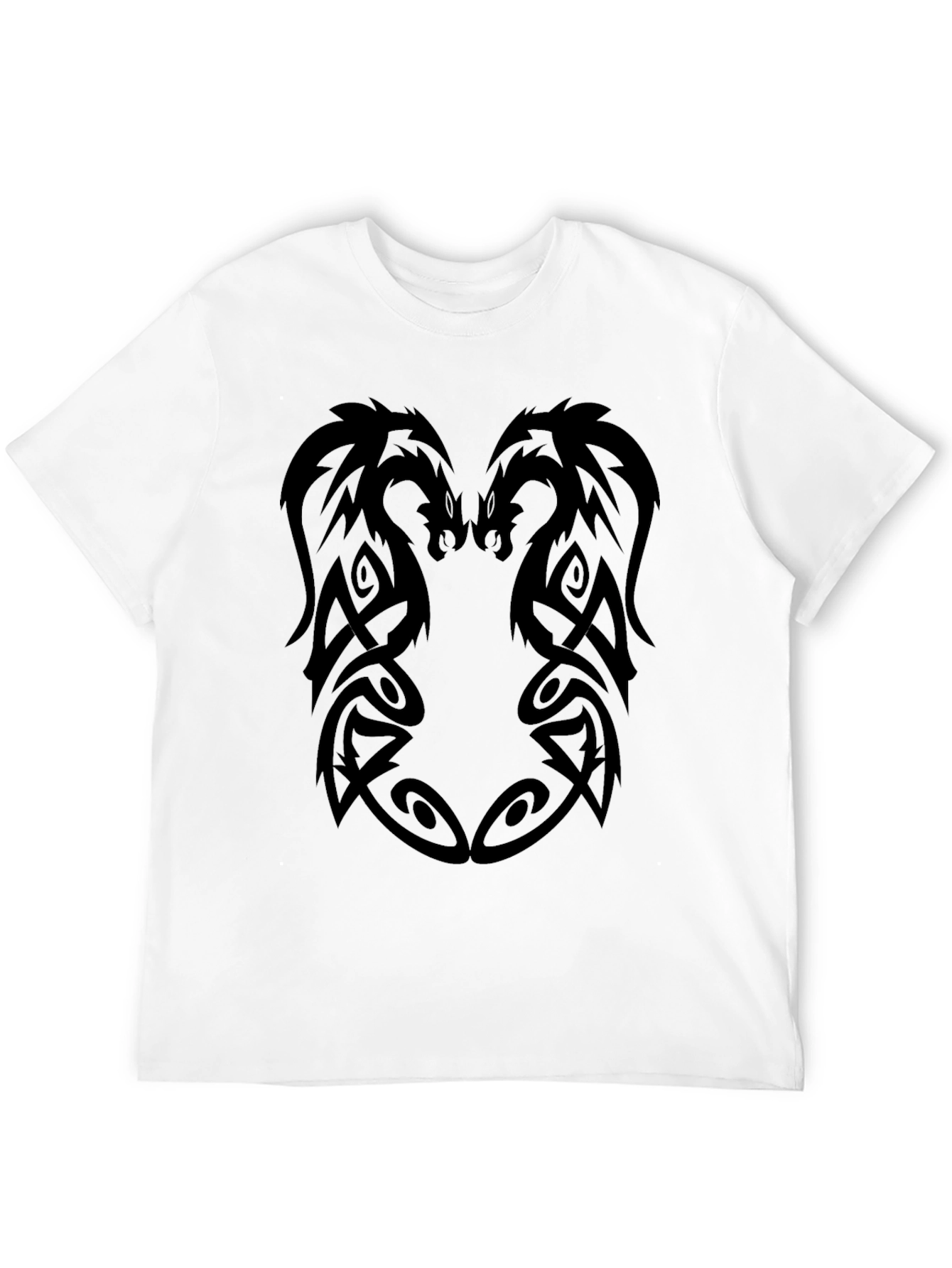 Black Tribal Dragon Graphic Black T-Shirt view 12