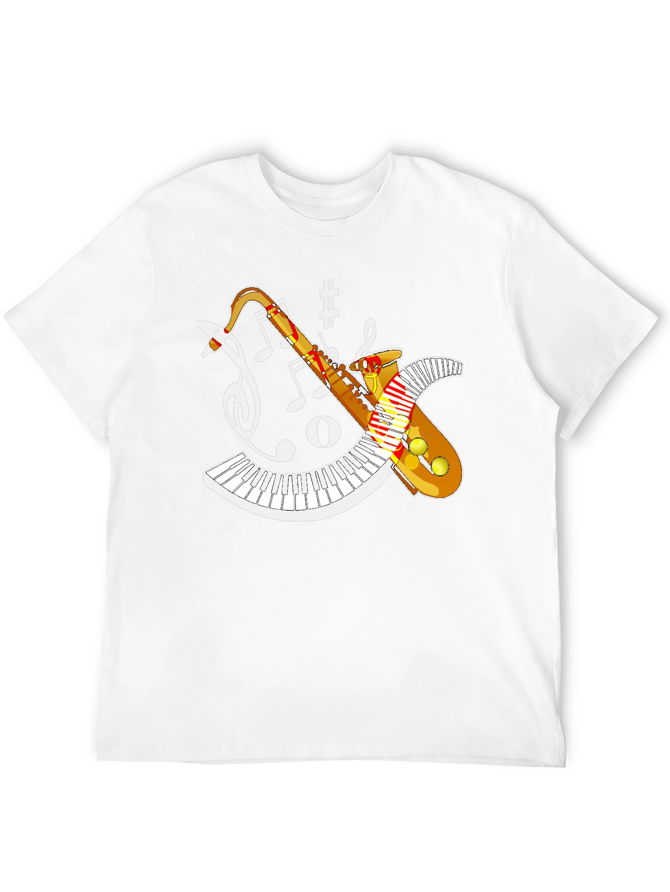 Black Saxophone Music Notes T-Shirt view 12