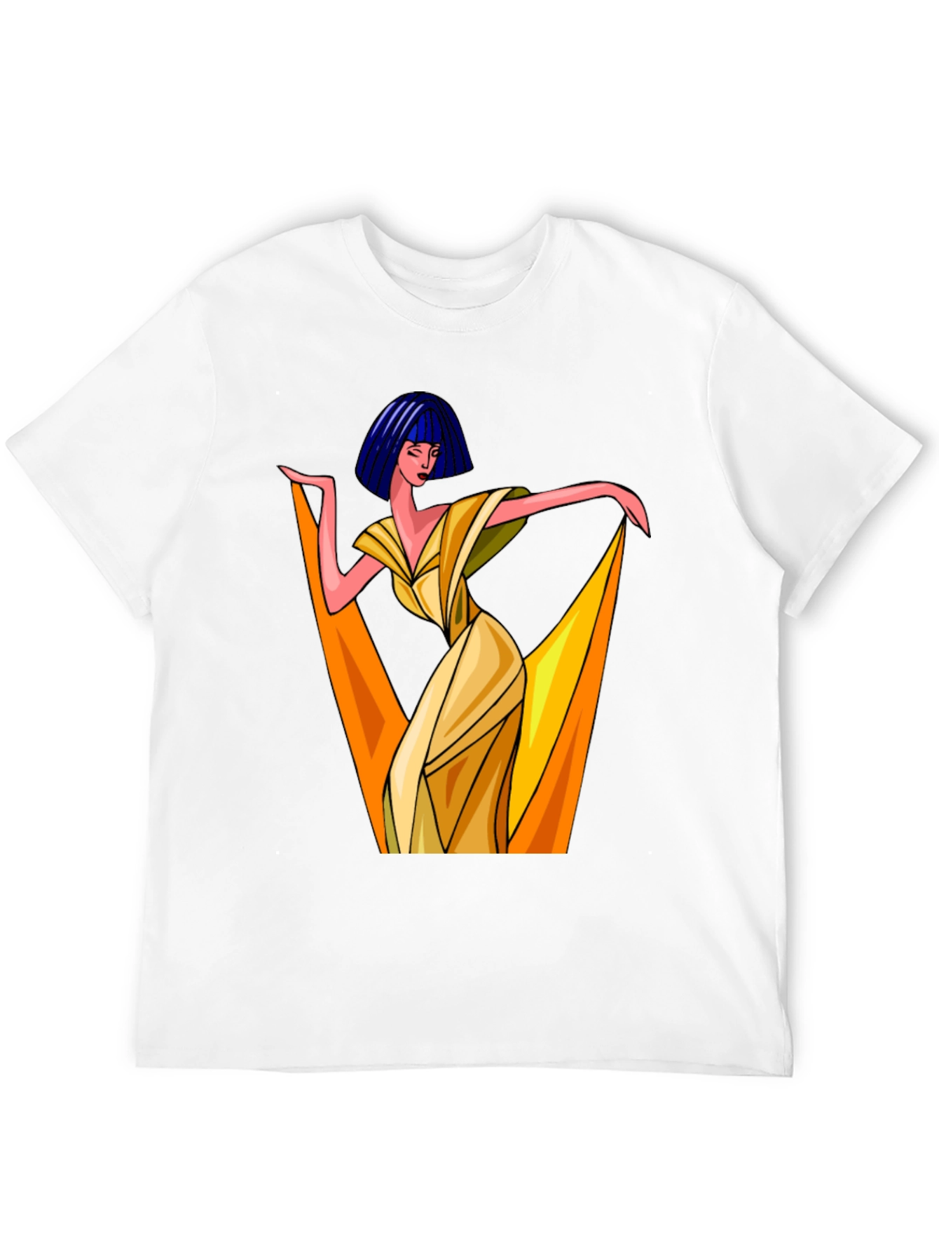 Black Art Deco Woman Graphic Tee - Stylish Black T-Shirt view 12