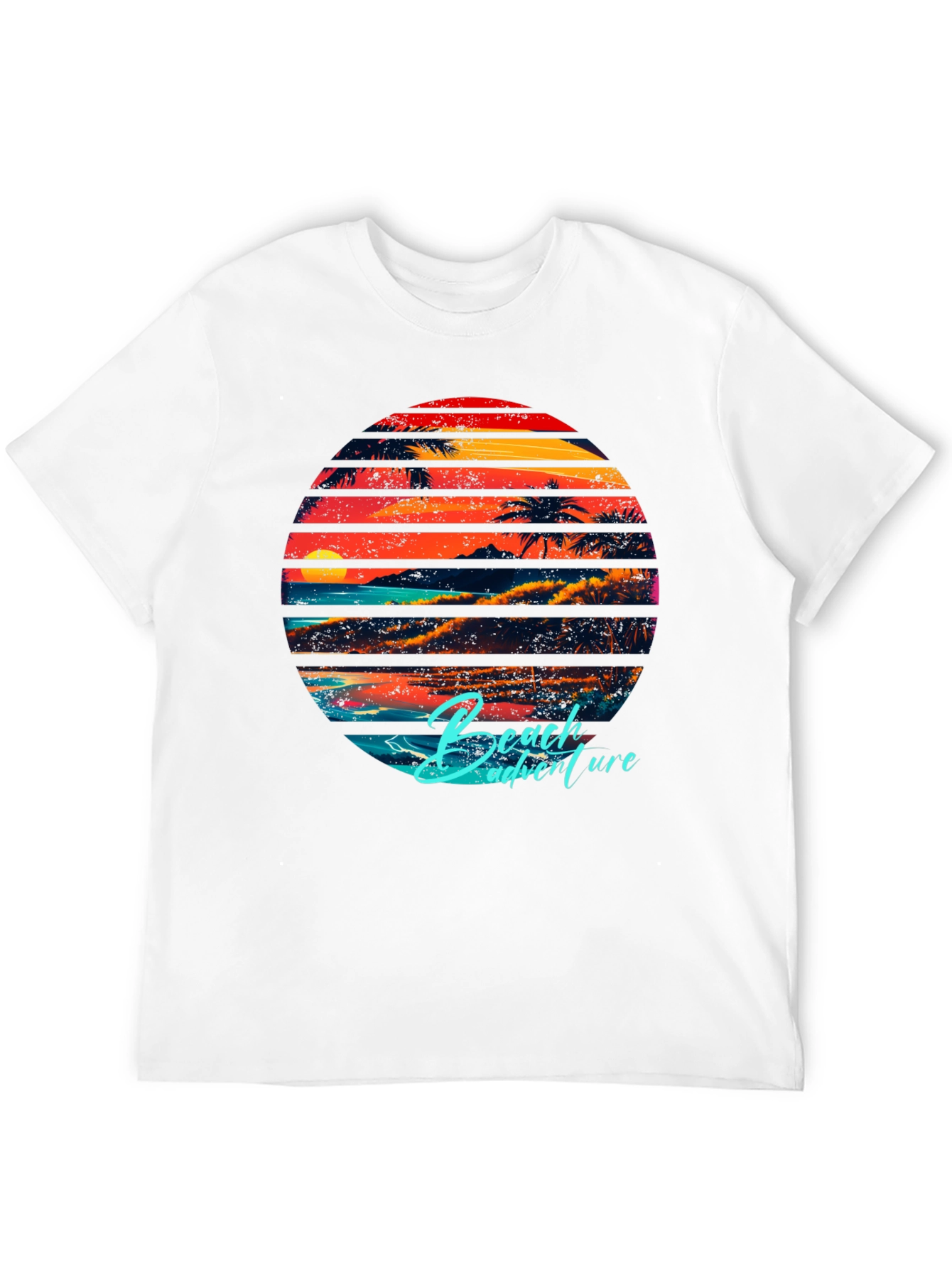 Black Retro Beach Adventure Graphic T-Shirt view 12