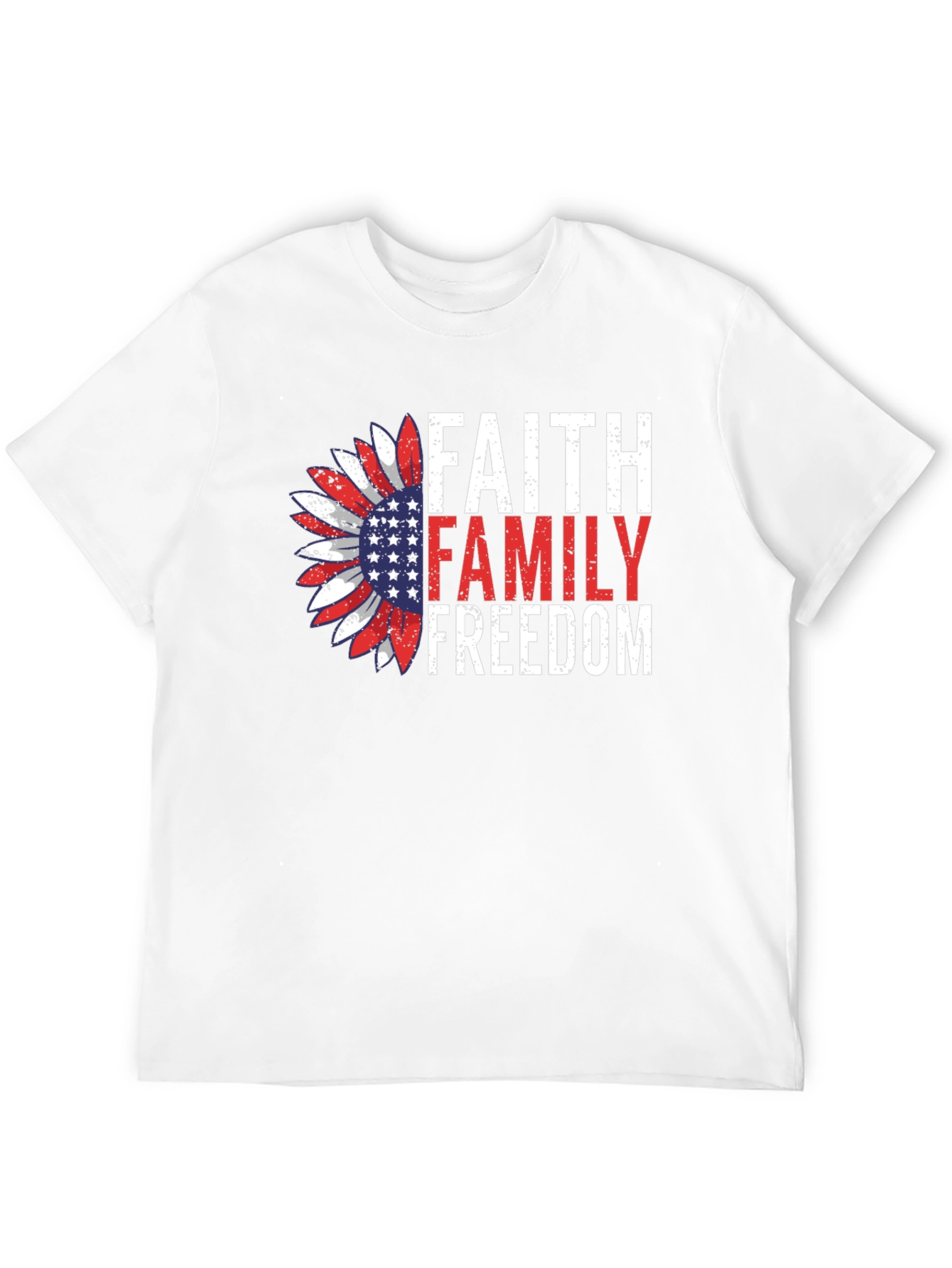 Black Faith Family Freedom Graphic Tee - Patriotic Sunflower Design view 12