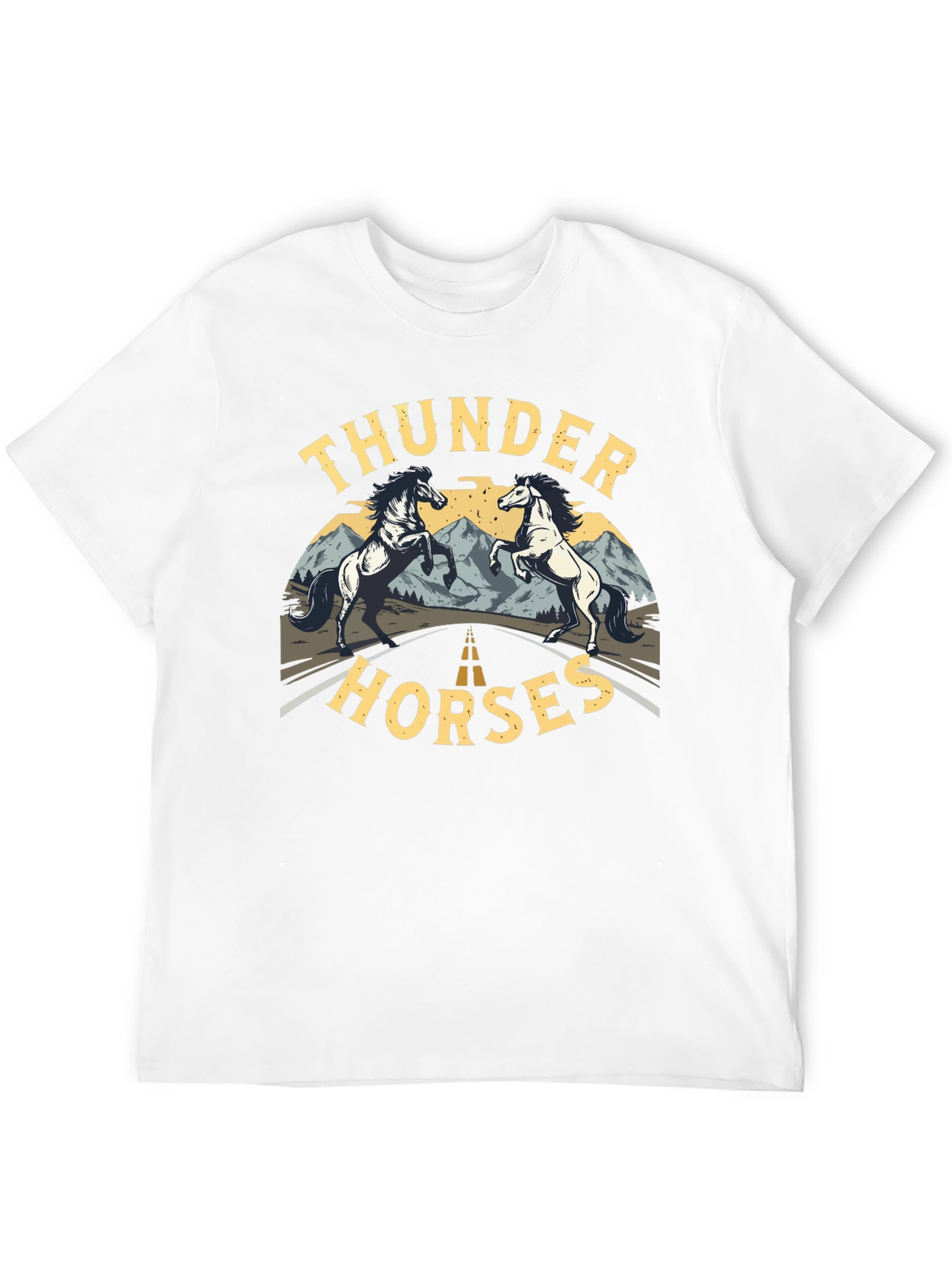 Black Thunder Horses Black Graphic T-Shirt view 12