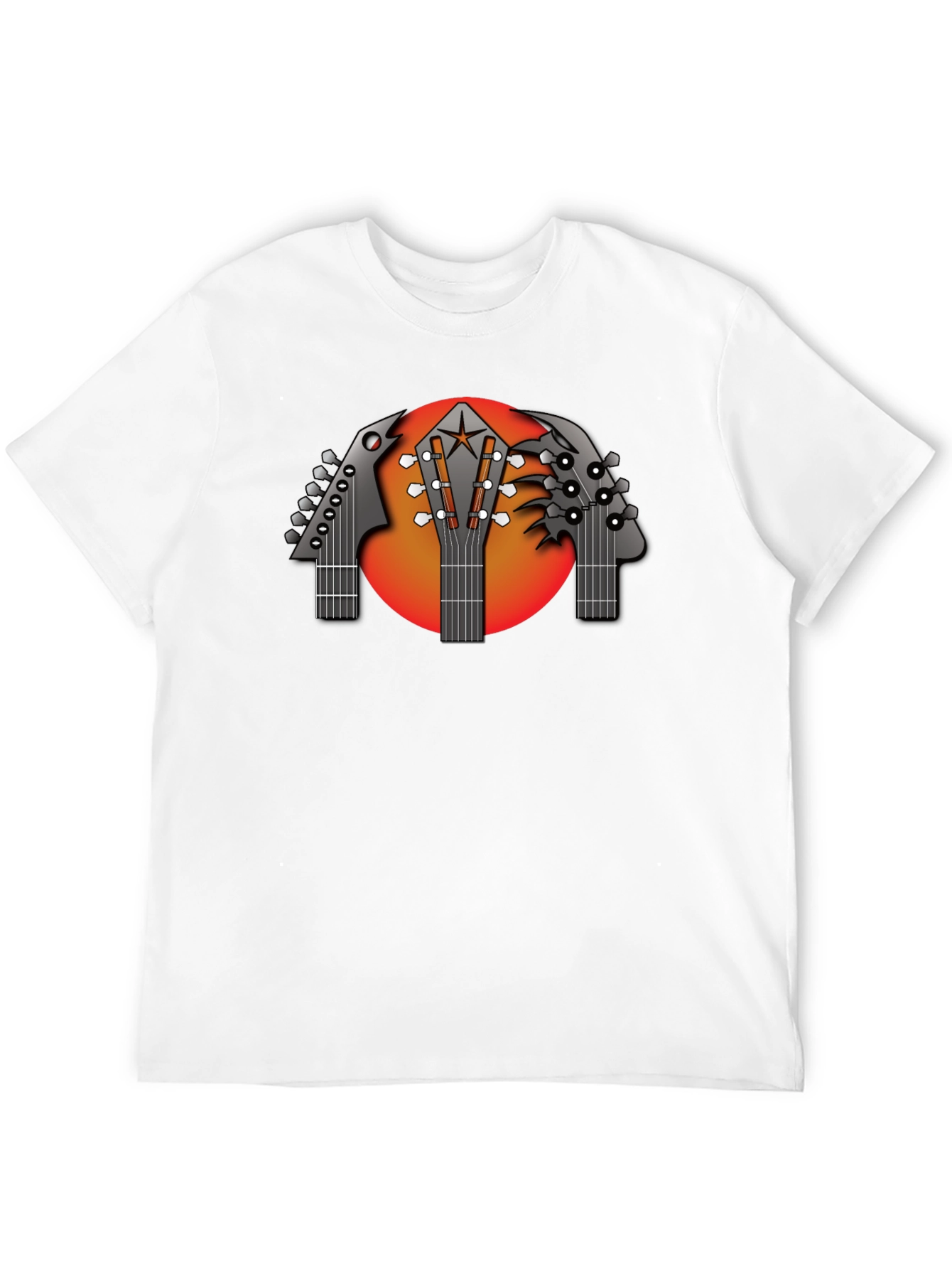 Black Guitar Headstock Graphic Black T-Shirt view 12