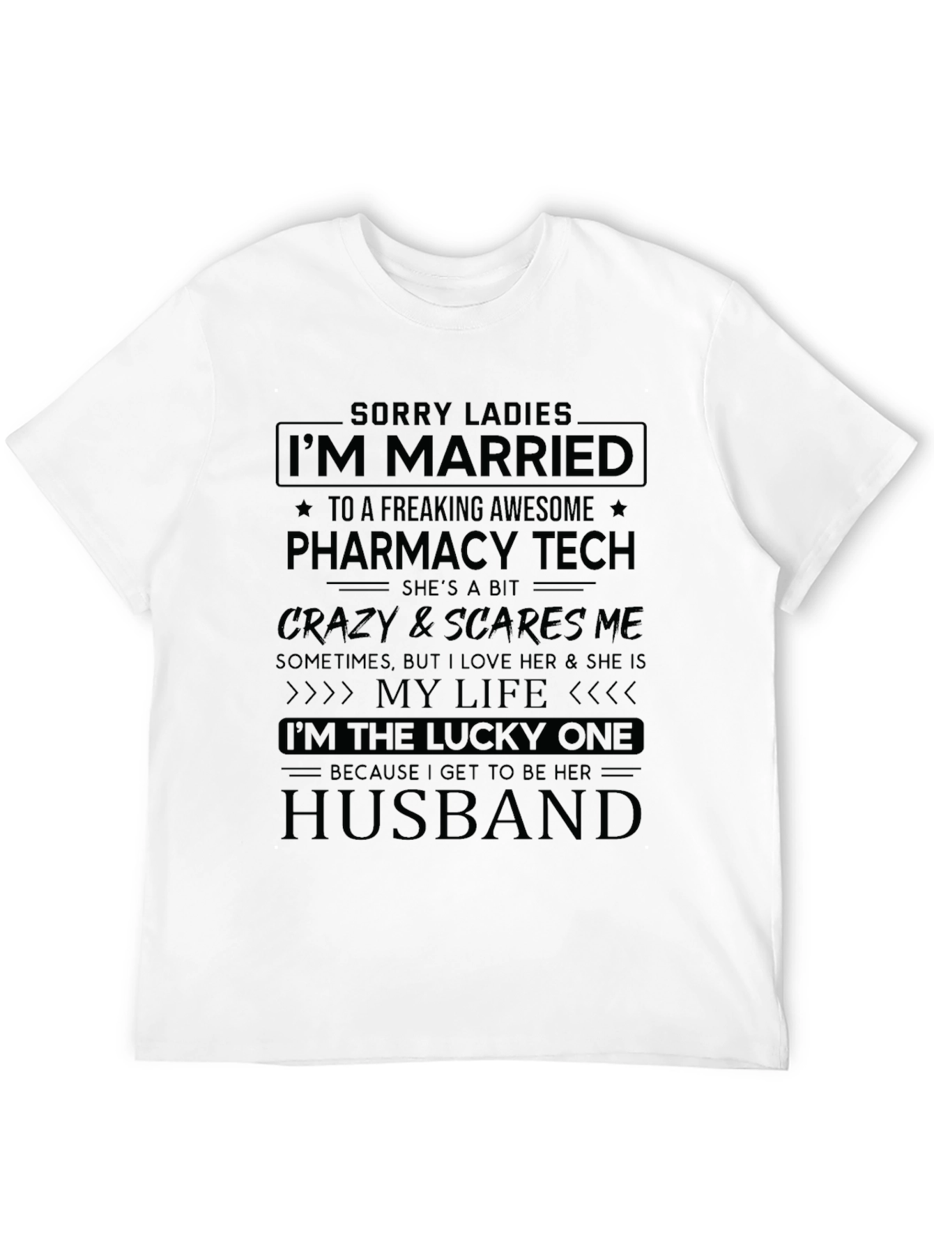 Black Married to Pharmacy Tech Novelty Graphic Tee view 12