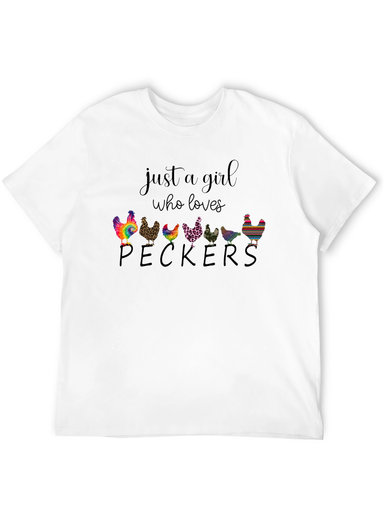 Black Just A Girl Who Loves Peckers Funny Chicken Graphic T-Shirt view 12