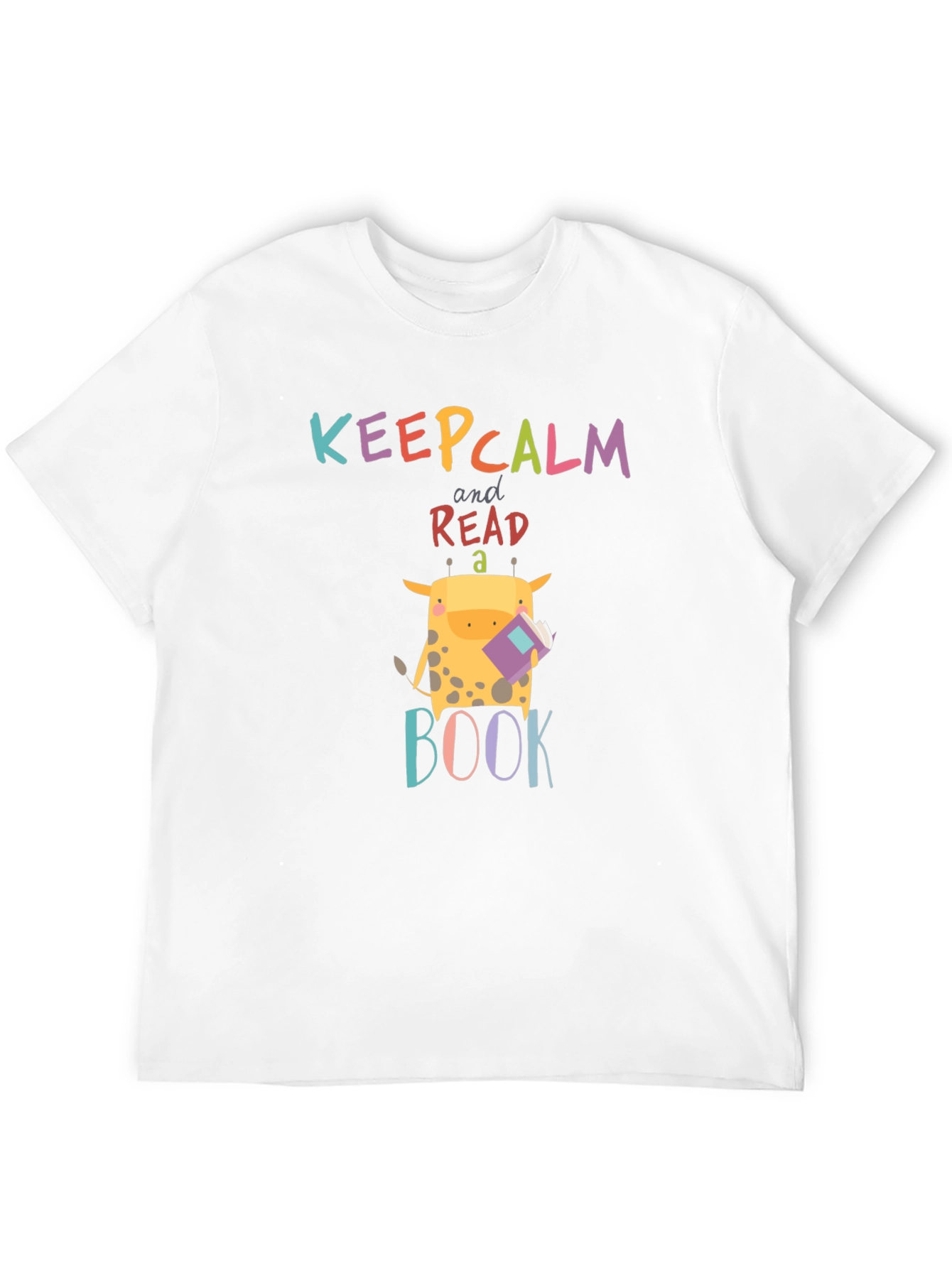 Black Keep Calm Read a Book Giraffe Graphic Tee view 12