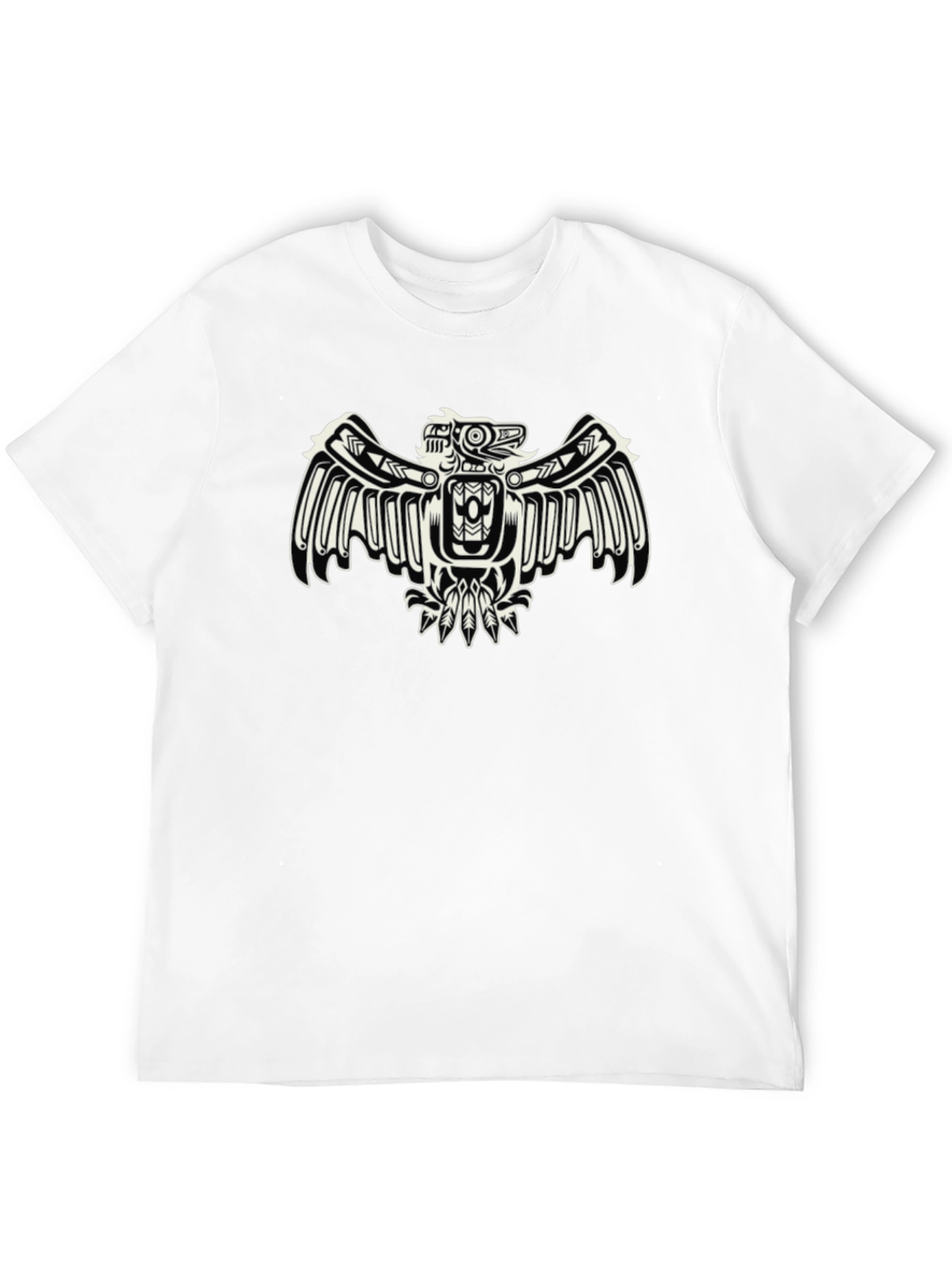 Black Tribal Eagle Graphic Tee - Black Cotton Blend view 12