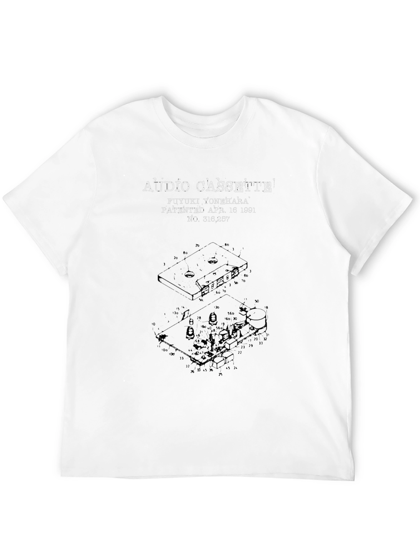 Black Audio Cassette Patent T-Shirt view 12