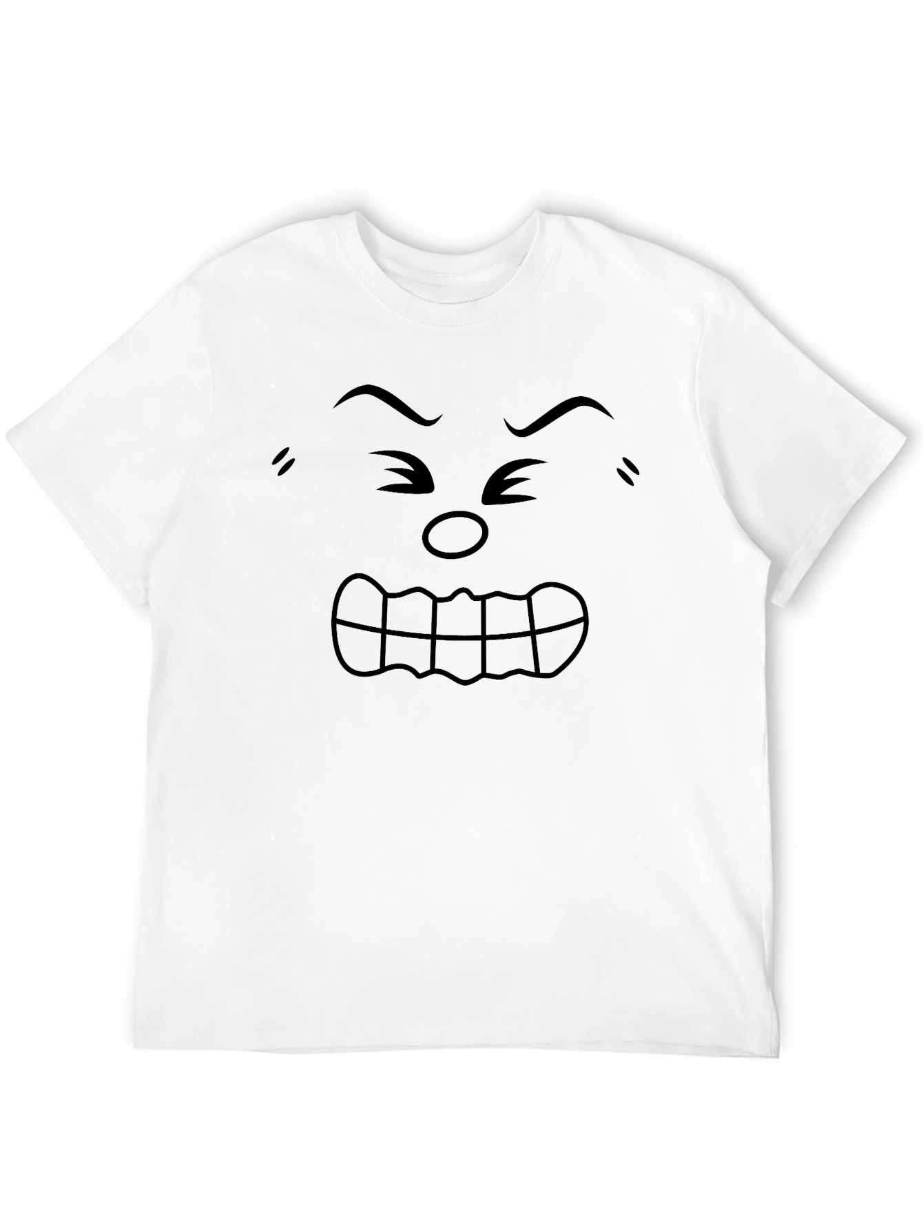 Black Angry Face Graphic Tee - Black Cotton T-Shirt view 12