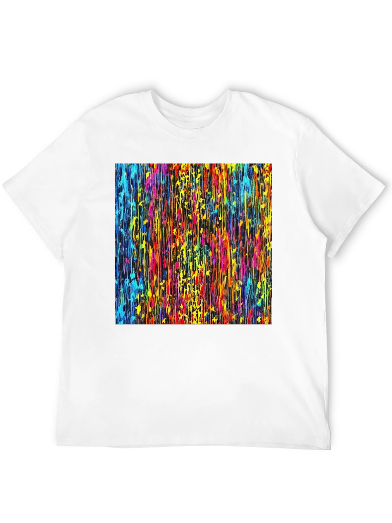 Black Vibrant Dripping Paint Graphic Tee - Artsy Black T-Shirt view 12