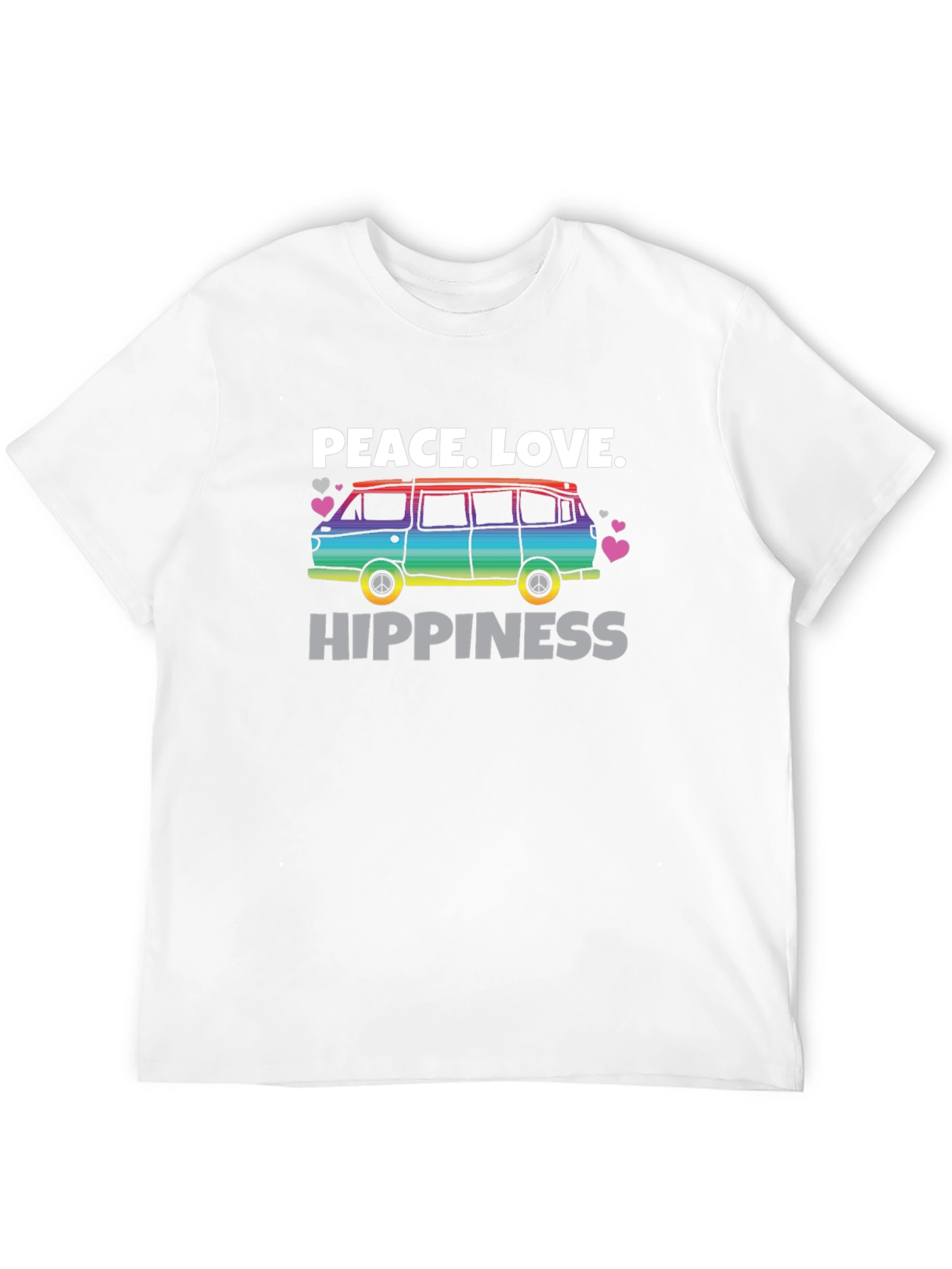 Black Peace Love Hippiness Rainbow Van Graphic T-Shirt view 12