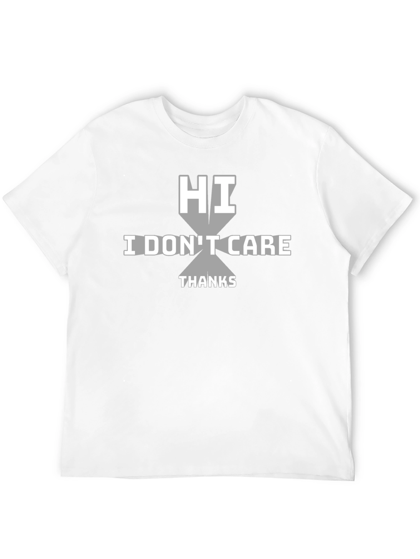 Black Humorous "Hi, I Don't Care" Graphic Tee view 12