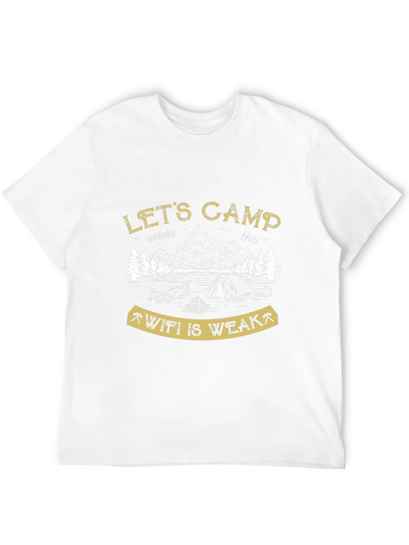 Black Let's Camp Where the Wifi is Weak Black T-Shirt view 12