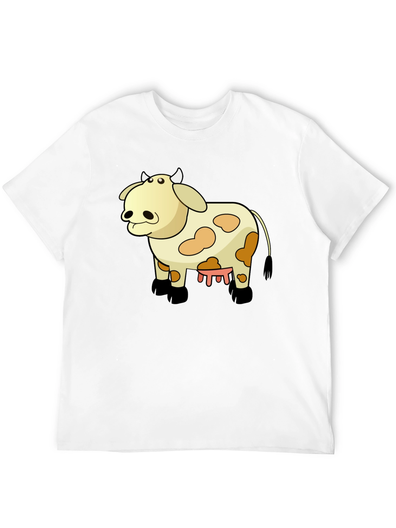 Black Cartoon Cow T-Shirt - Black Cotton Tee view 12