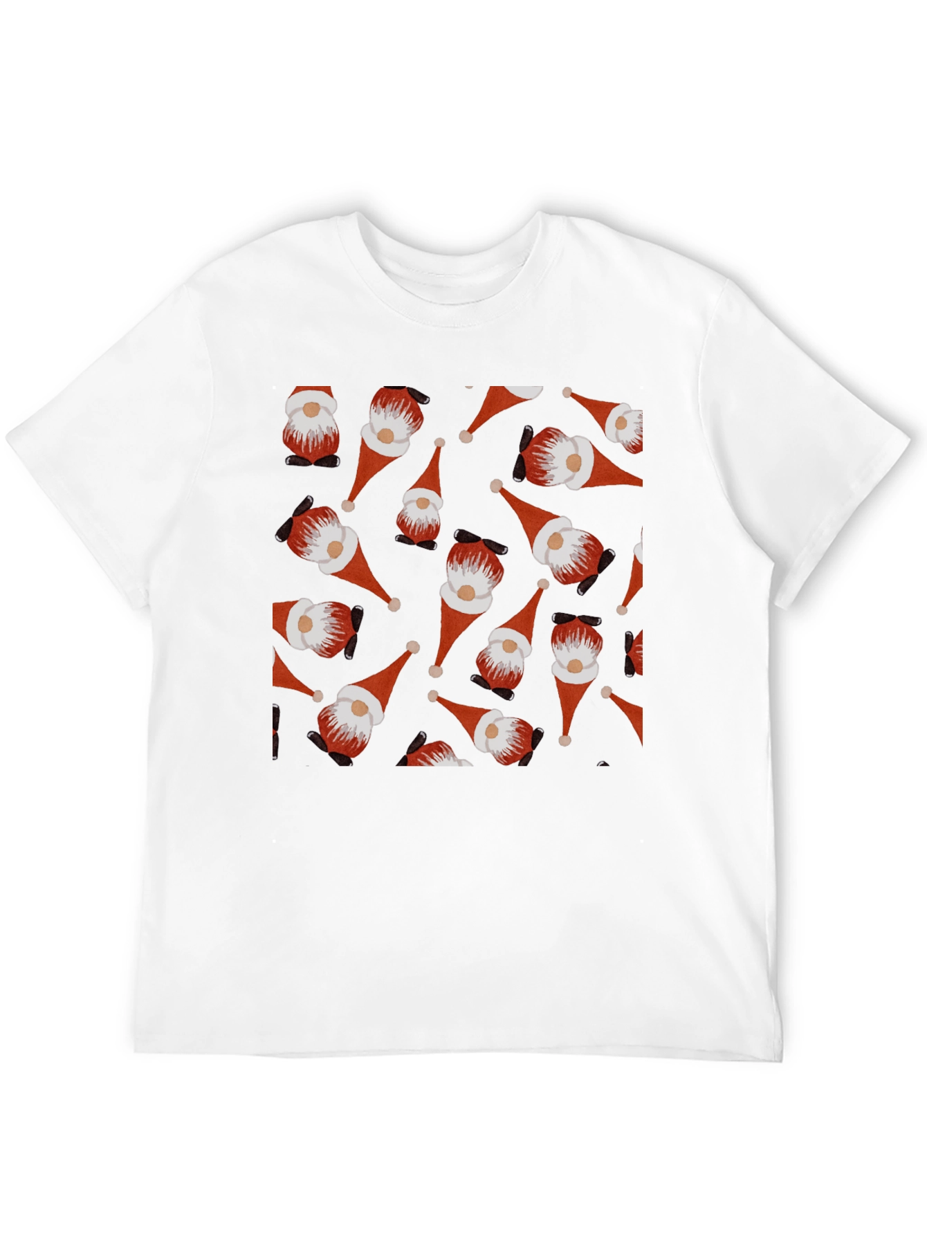 Black Festive Gnome Pattern T-Shirt view 12