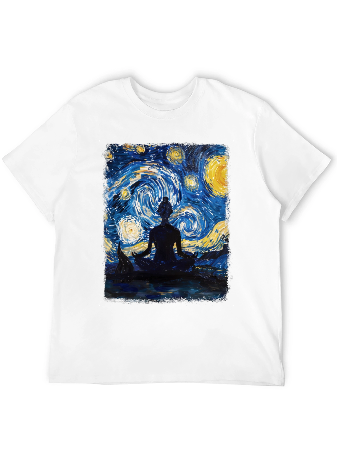 Black Starry Night Meditation T-Shirt view 12