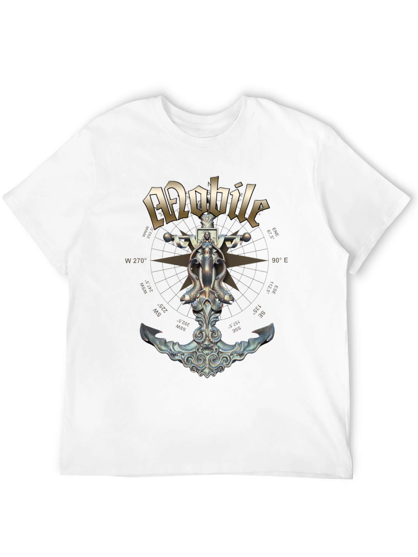 Black Mobile Anchor Compass Black T-Shirt view 12