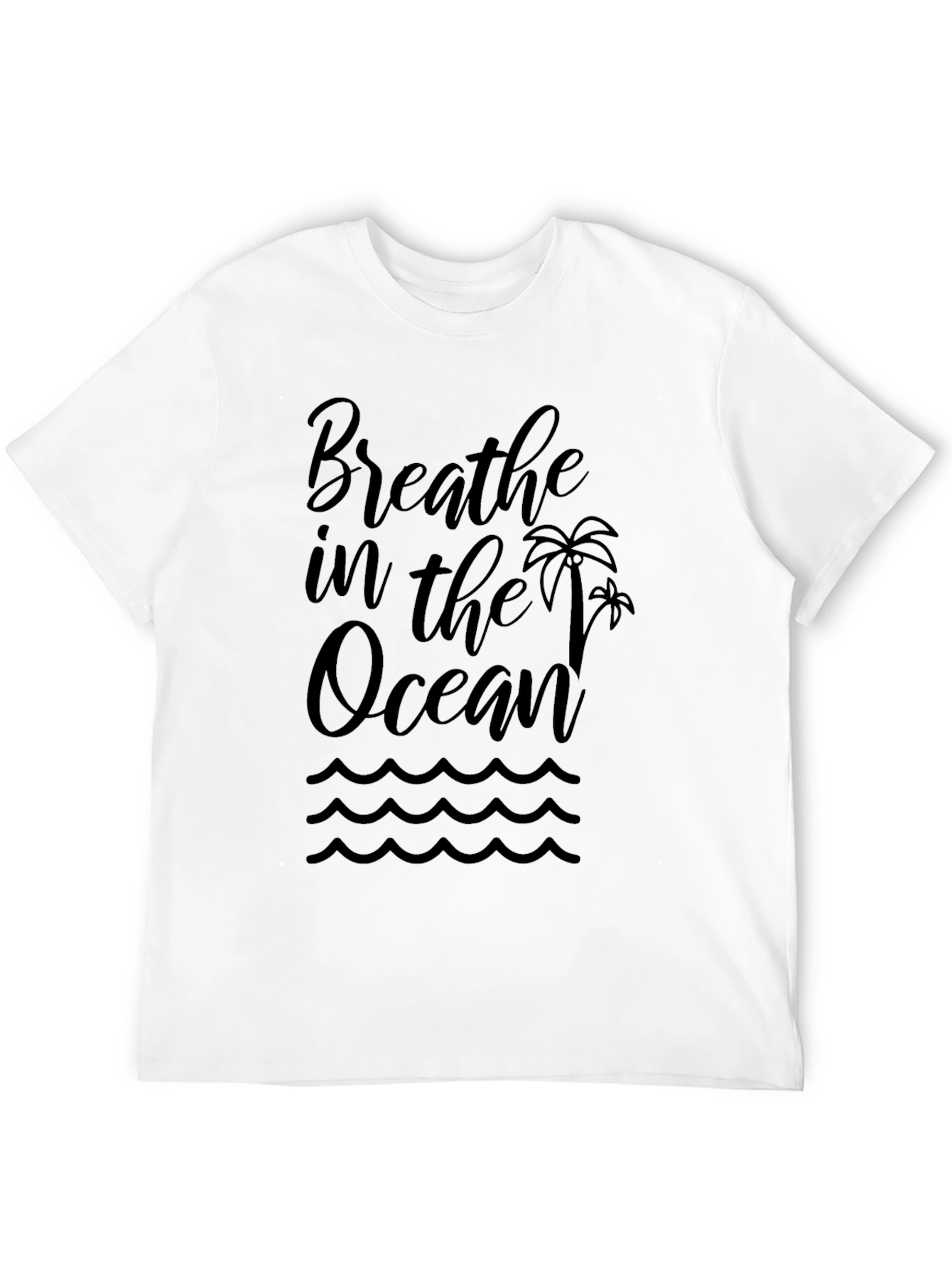 Black Breathe in the Ocean Black Graphic T-Shirt view 12