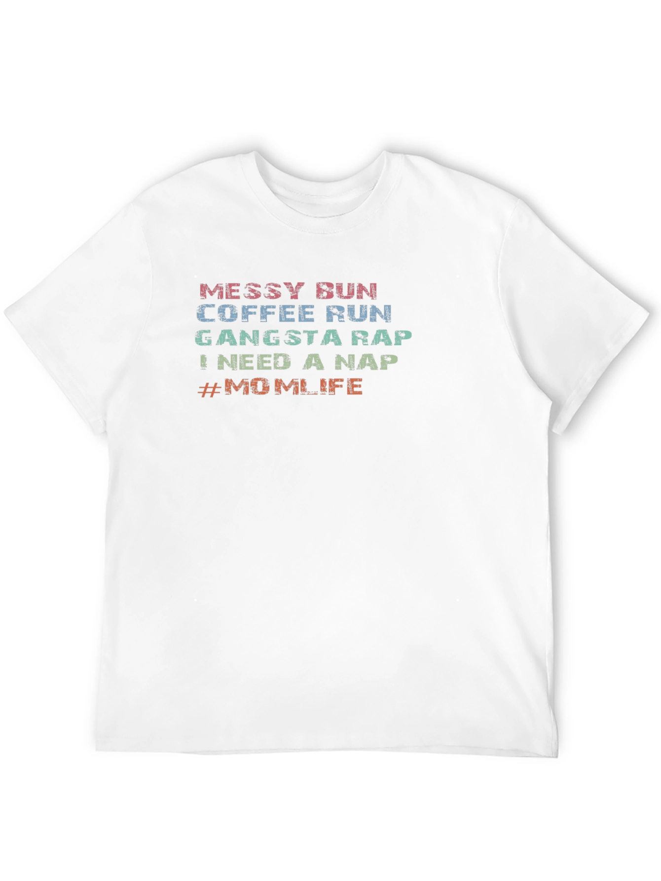 Black Messy Bun Coffee Run Mom Life Black T-Shirt view 12