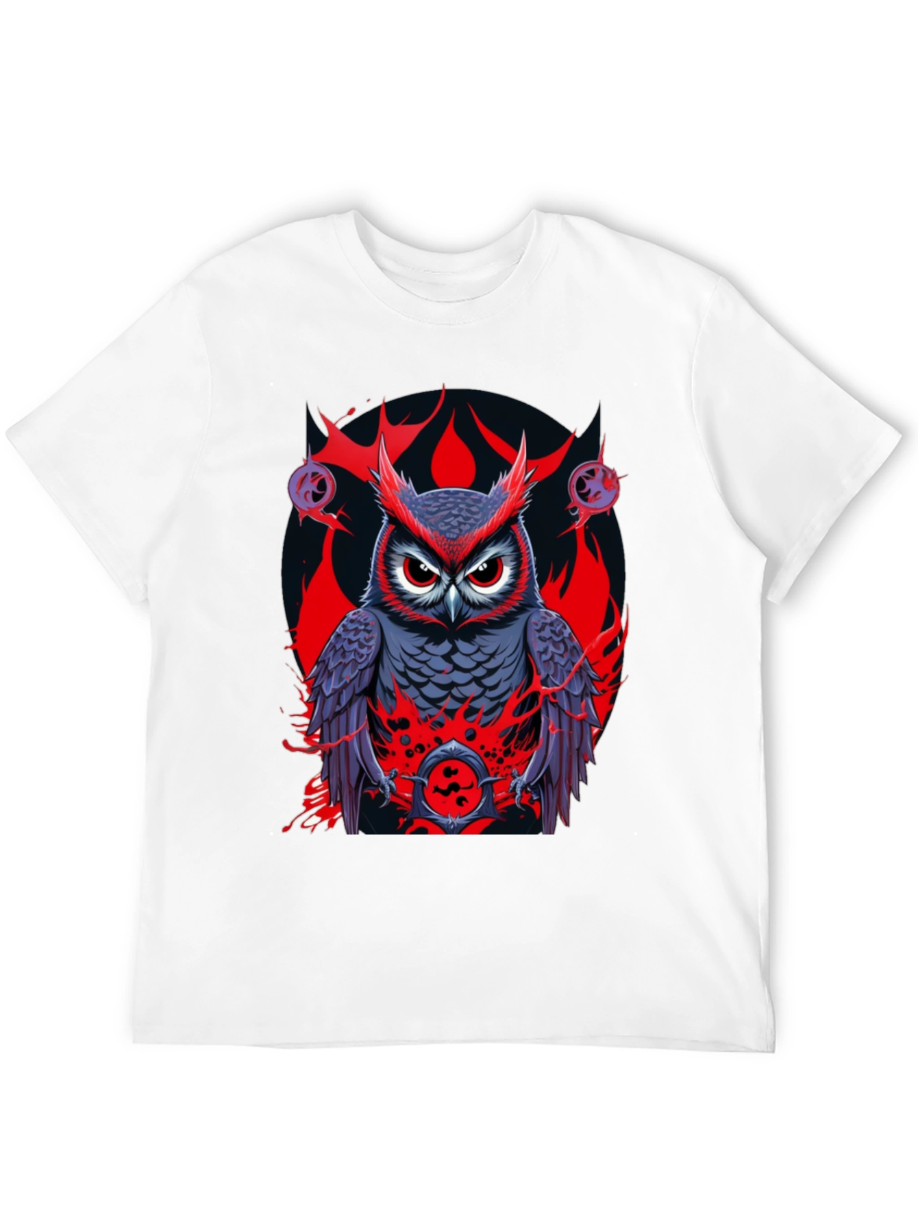 Black Owl Graphic Print Tee - Men's Black T-Shirt view 12