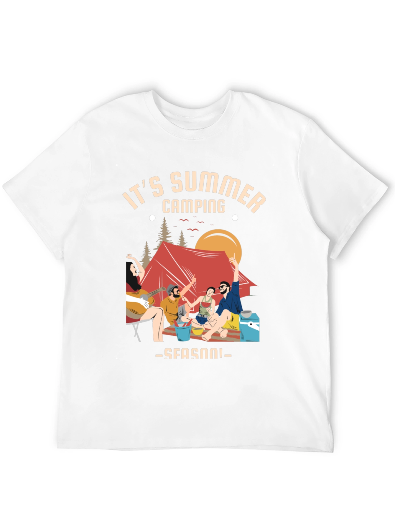 Black Summer Camping Graphic Tee - Black Unisex T-Shirt view 12