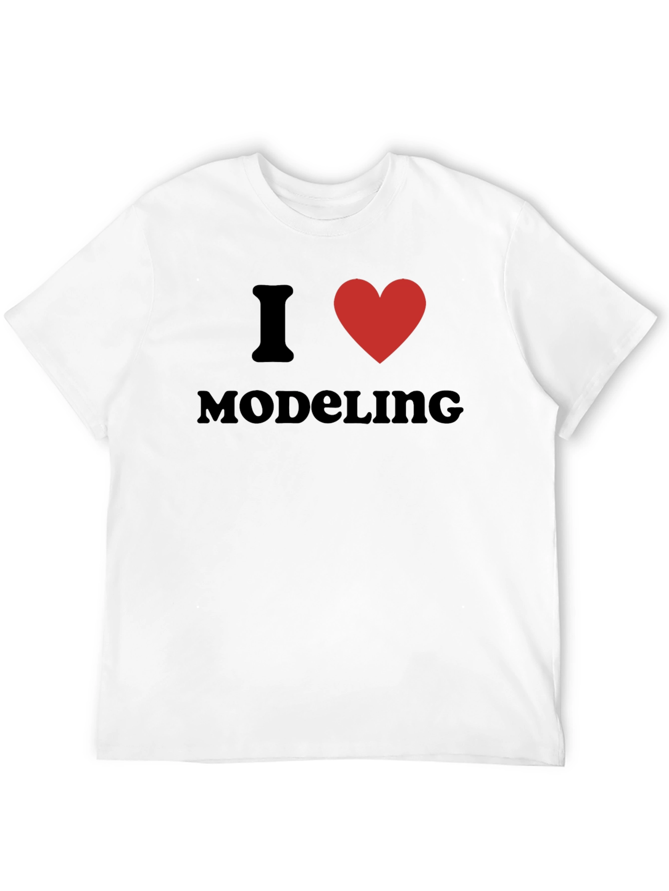 Black I Love Modeling T-Shirt - Black Cotton Crew Neck view 12