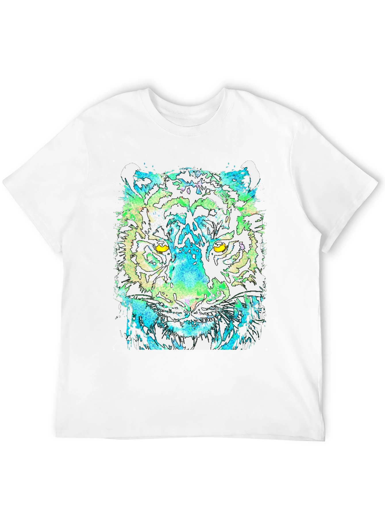 Black Watercolor Tiger Graphic Print Black T-Shirt view 12